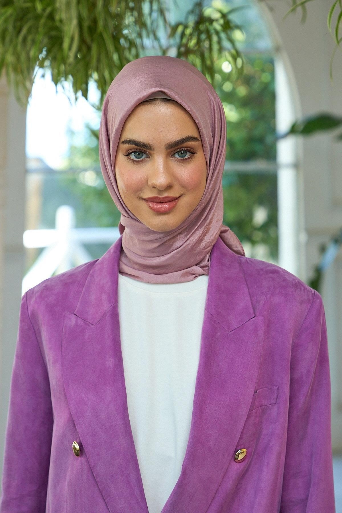 Düz Desen Vual Eşarp Gül Kurusu Vual İpek Eşarp - 10100-04