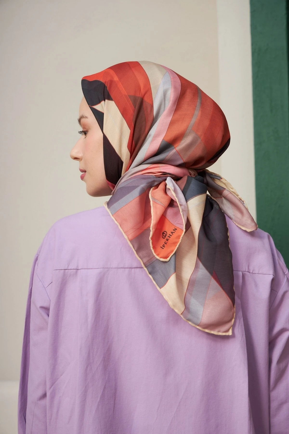 Geometrik Bakır Pamuk Viskon Eşarp