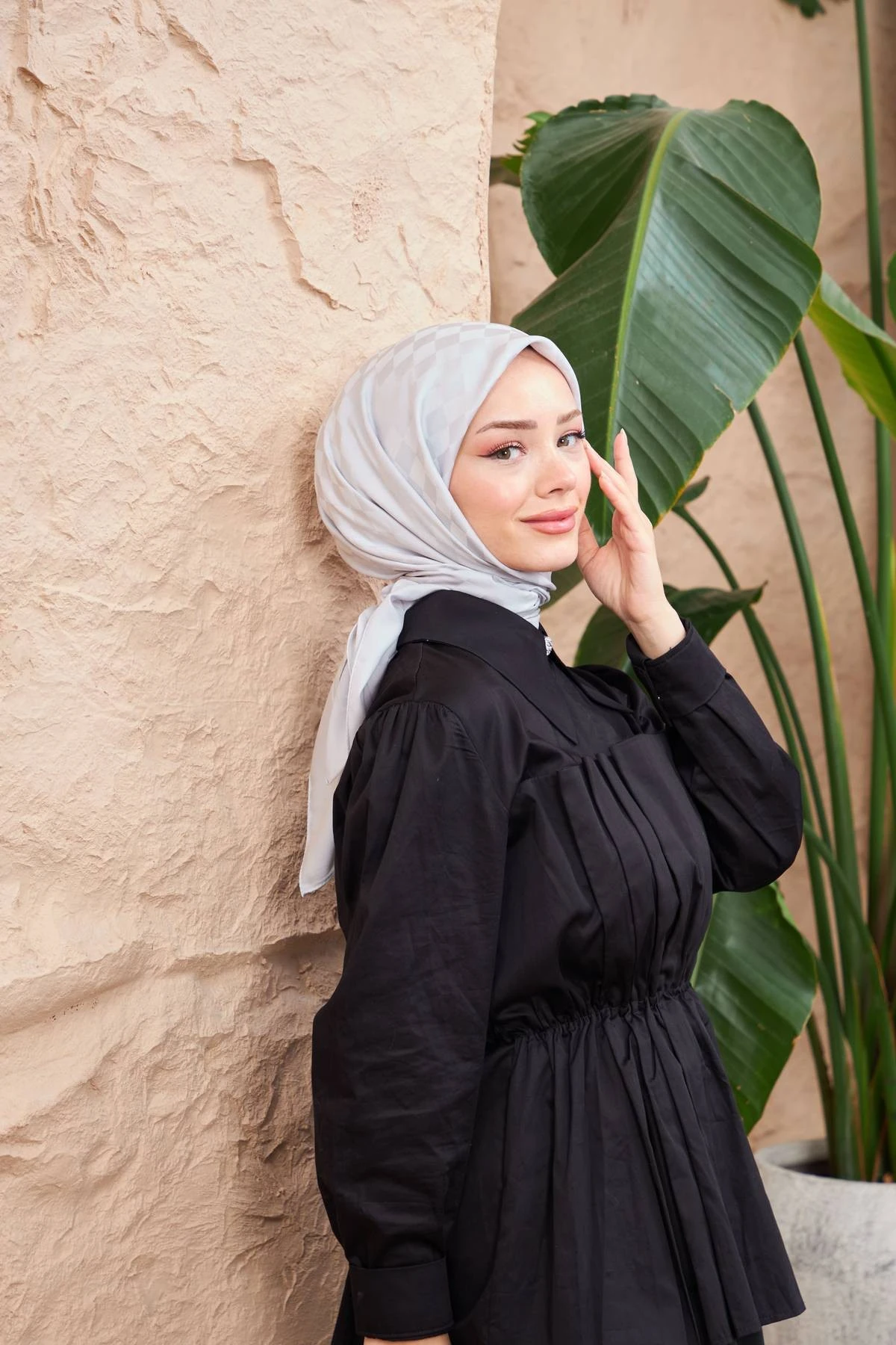 Dama Jakarlı Eşarp Gümüş Gri 9900-07