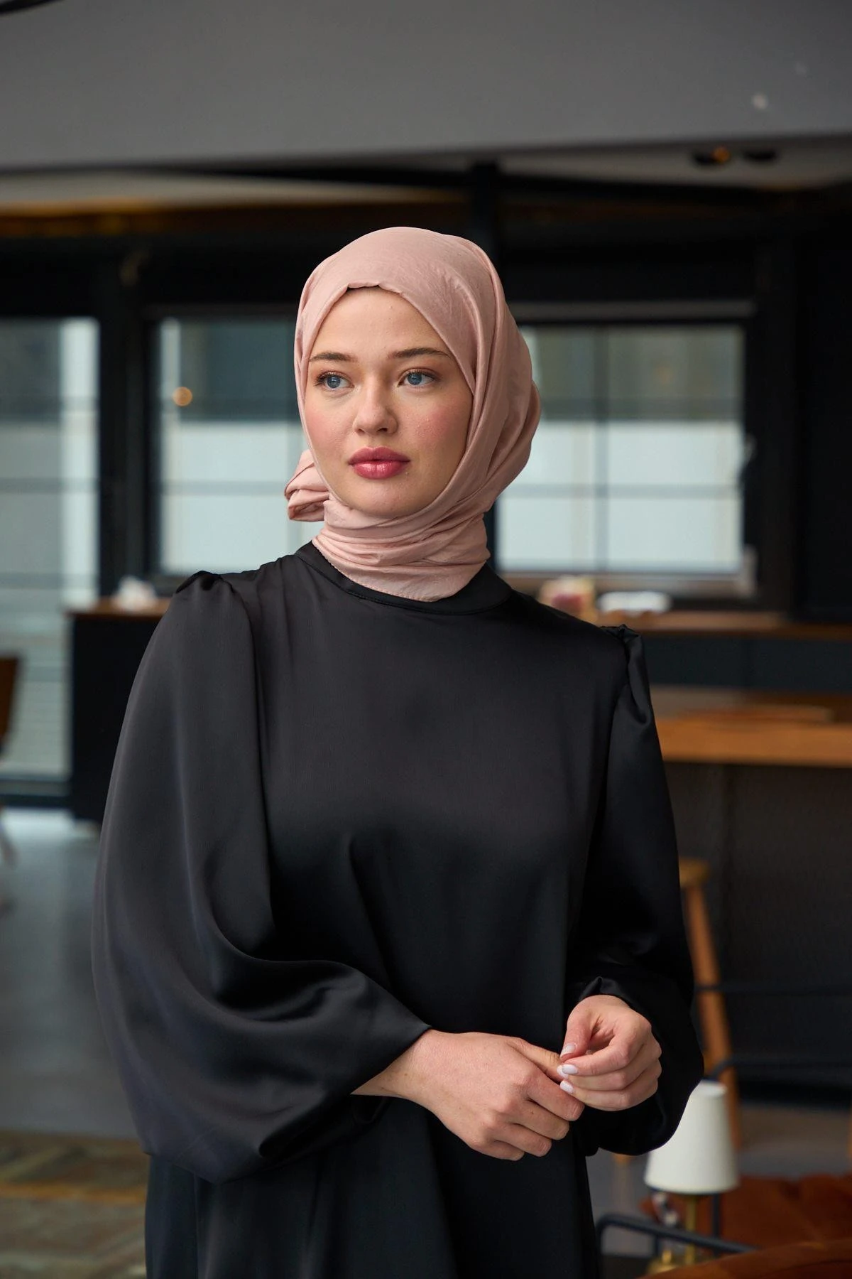 Düz Desen Vual Şal Orta Pembe Vual İpek Şal - 9800-48