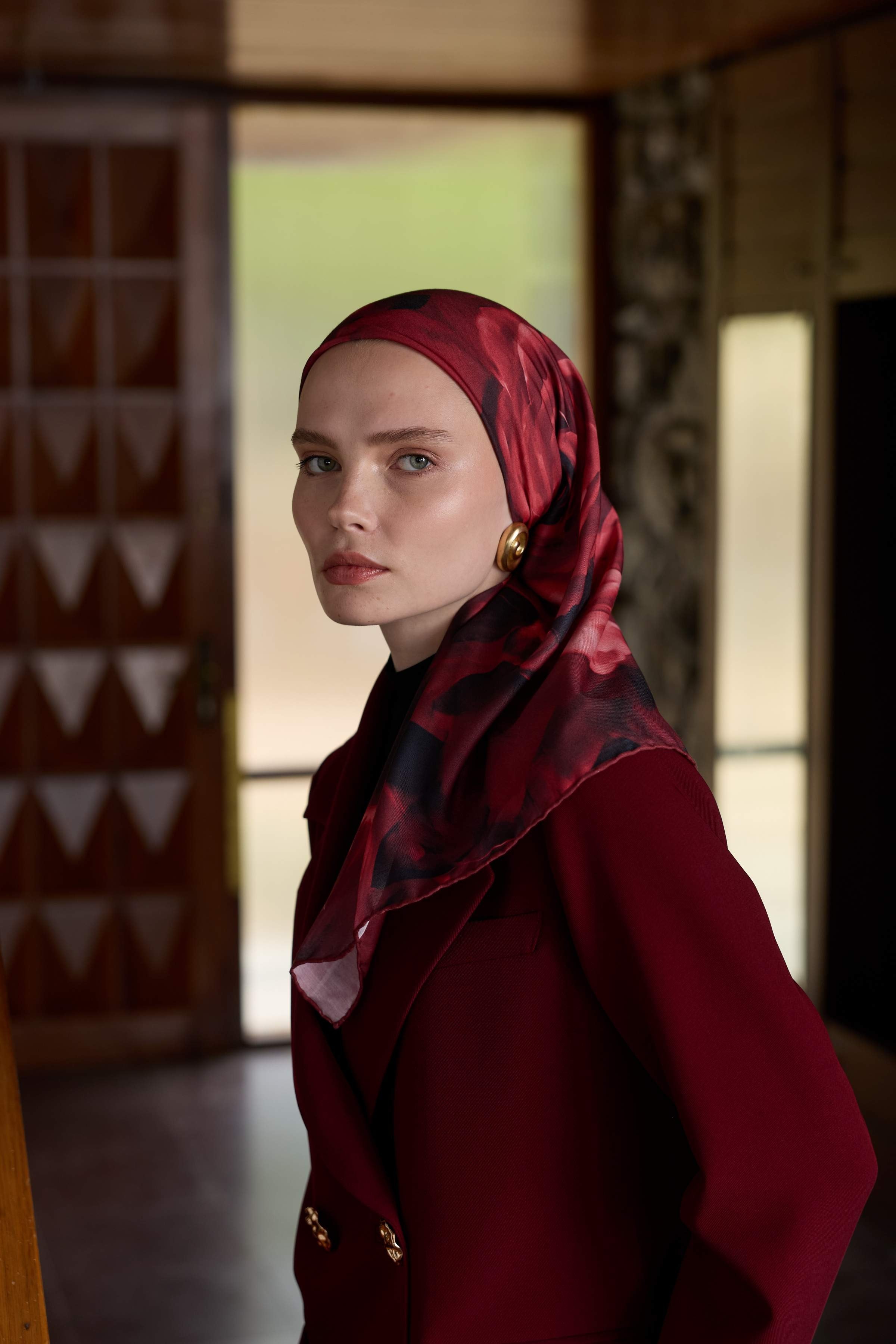 Winter Bloom Soft Eşarp 1239 - Bordo