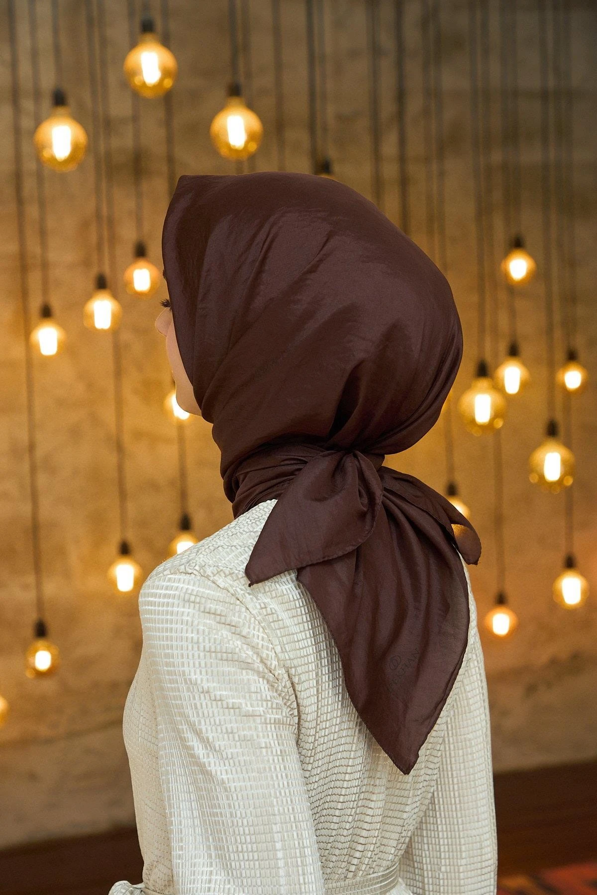 Düz Desen Vual Eşarp Acı Kahve Vual İpek Eşarp - 10100-32