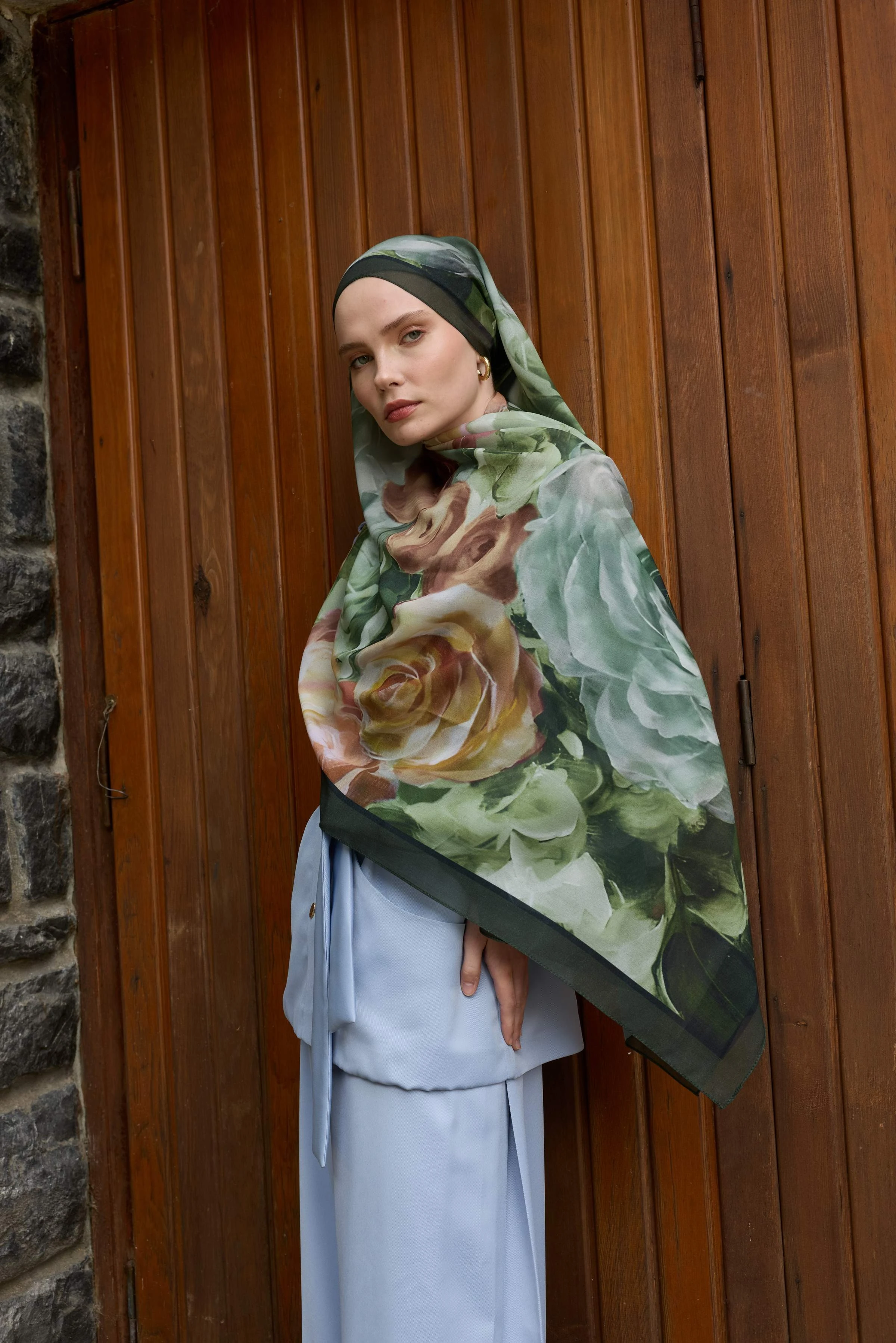 Winter Bloom Qupra Şal 30002 - Haki Yeşil