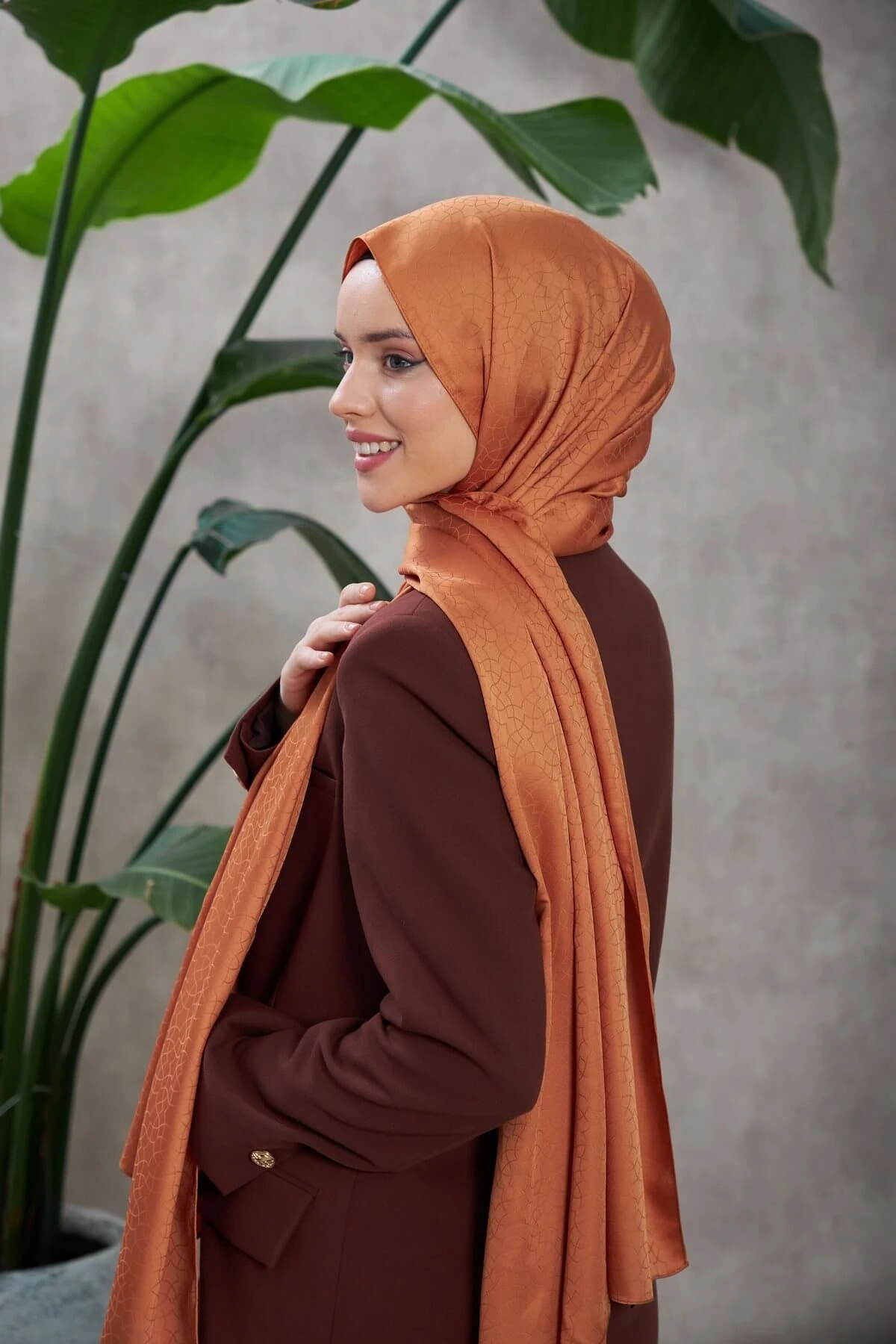 Alesa Desen İpeksi Jakar Şal Taba 9003-08