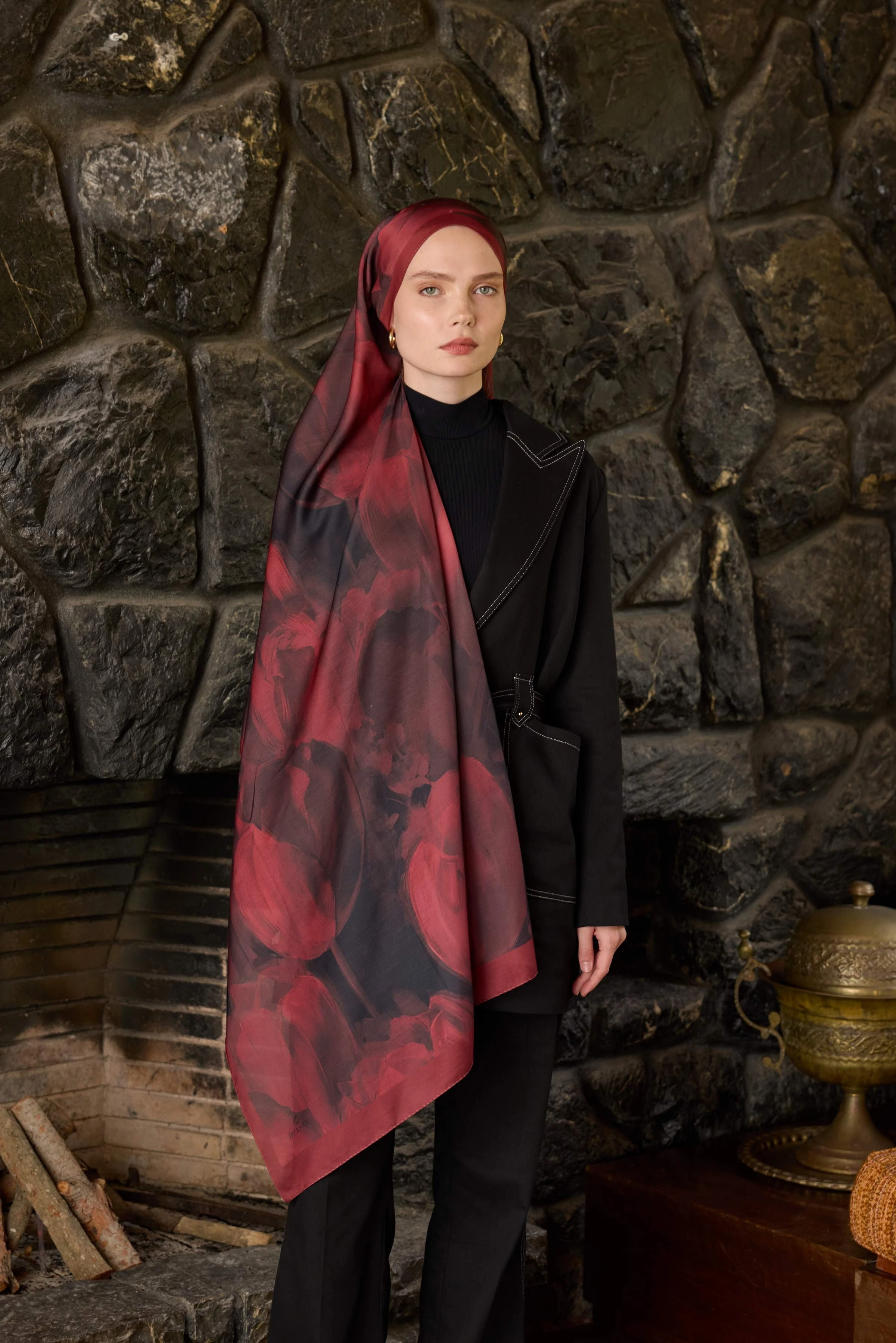Winter Bloom Soft Şal 3067-10096 - Bordo