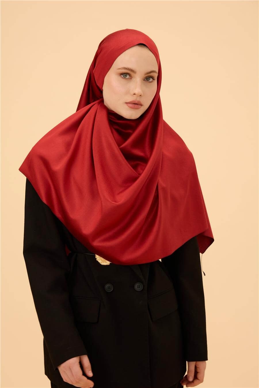 Osmanlı Kırmızı Düz Çift Taraflı İpek Şal Modeli