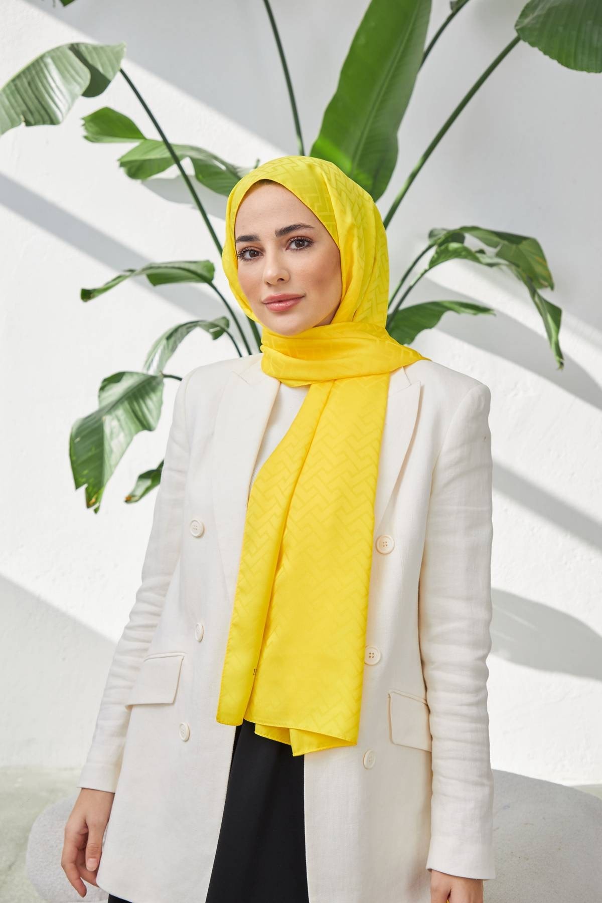 Lego Desen İpeksi Jakar Şal Sarı 9004-27