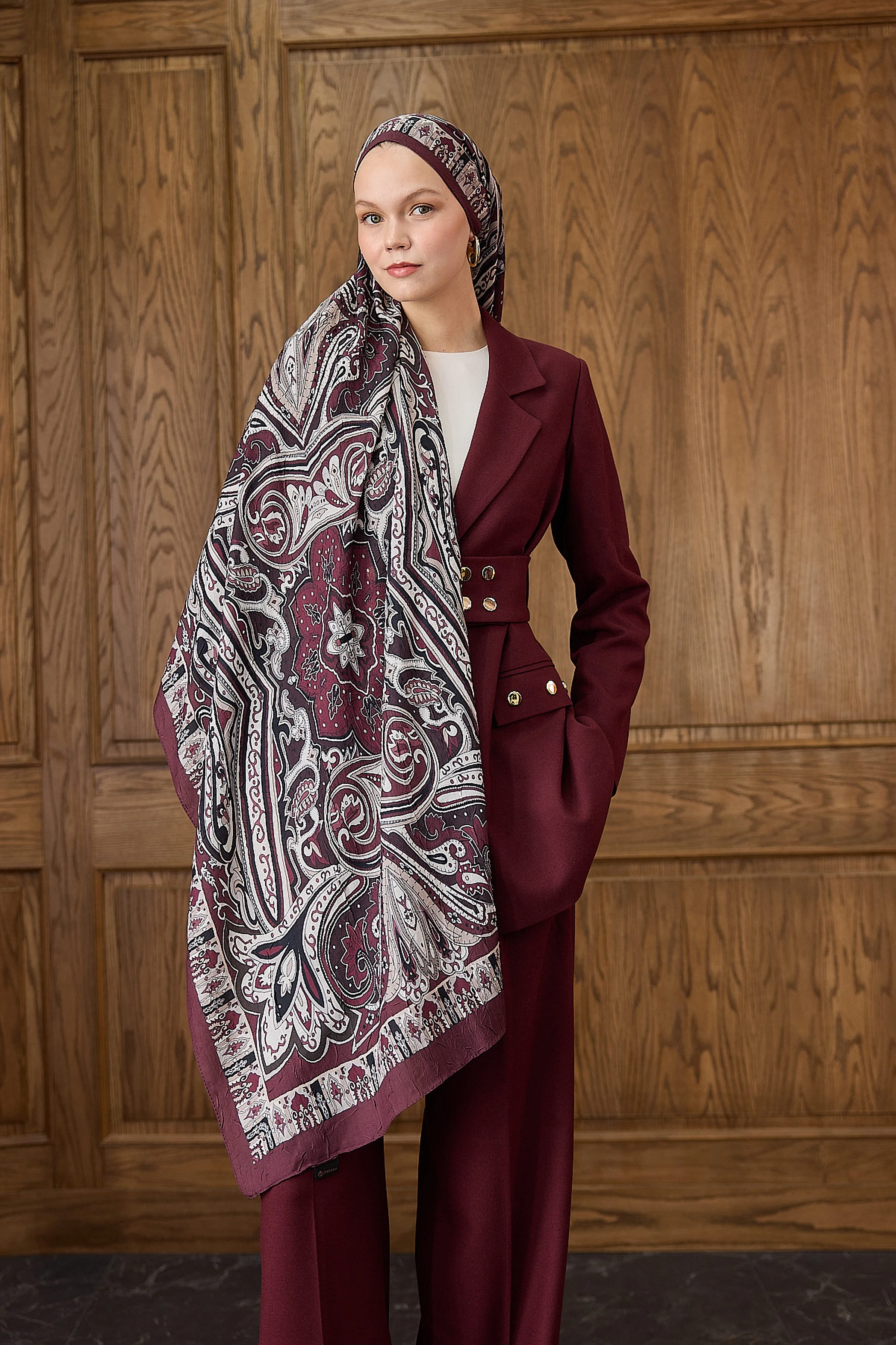 Bambu Kraş Şal 7002 - Bordo