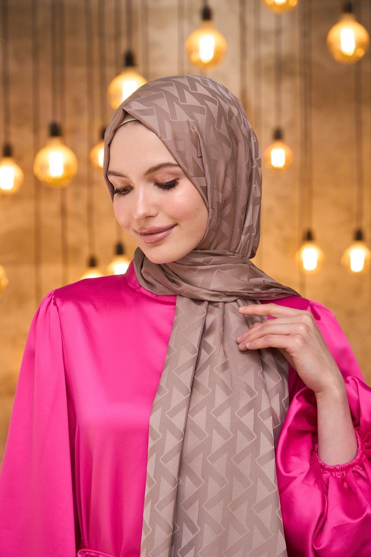 Yaz Işıltısı Koleksiyonu İpeksi Jakar Şal Vizon 9014-15