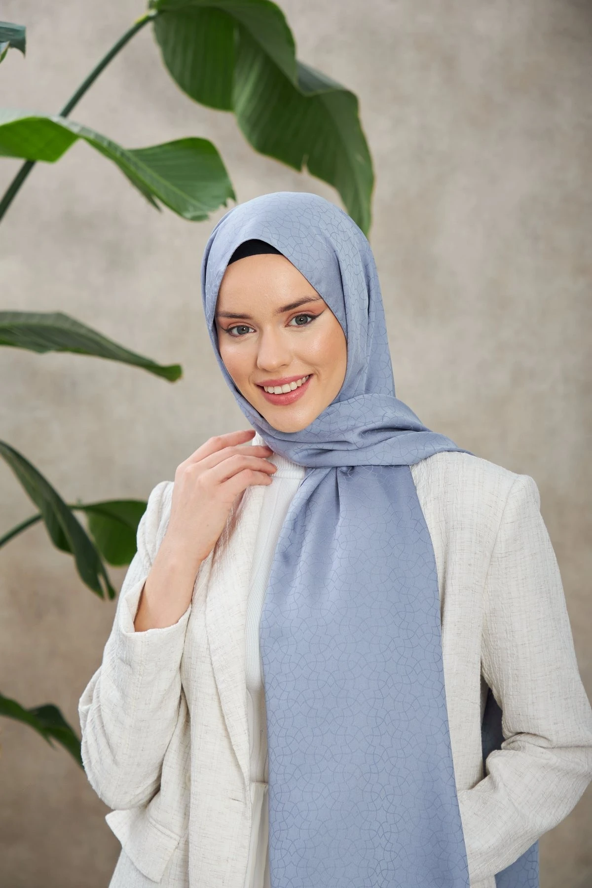 Alesa Desen İpeksi Jakar Şal Lavanta Gri 9003-24