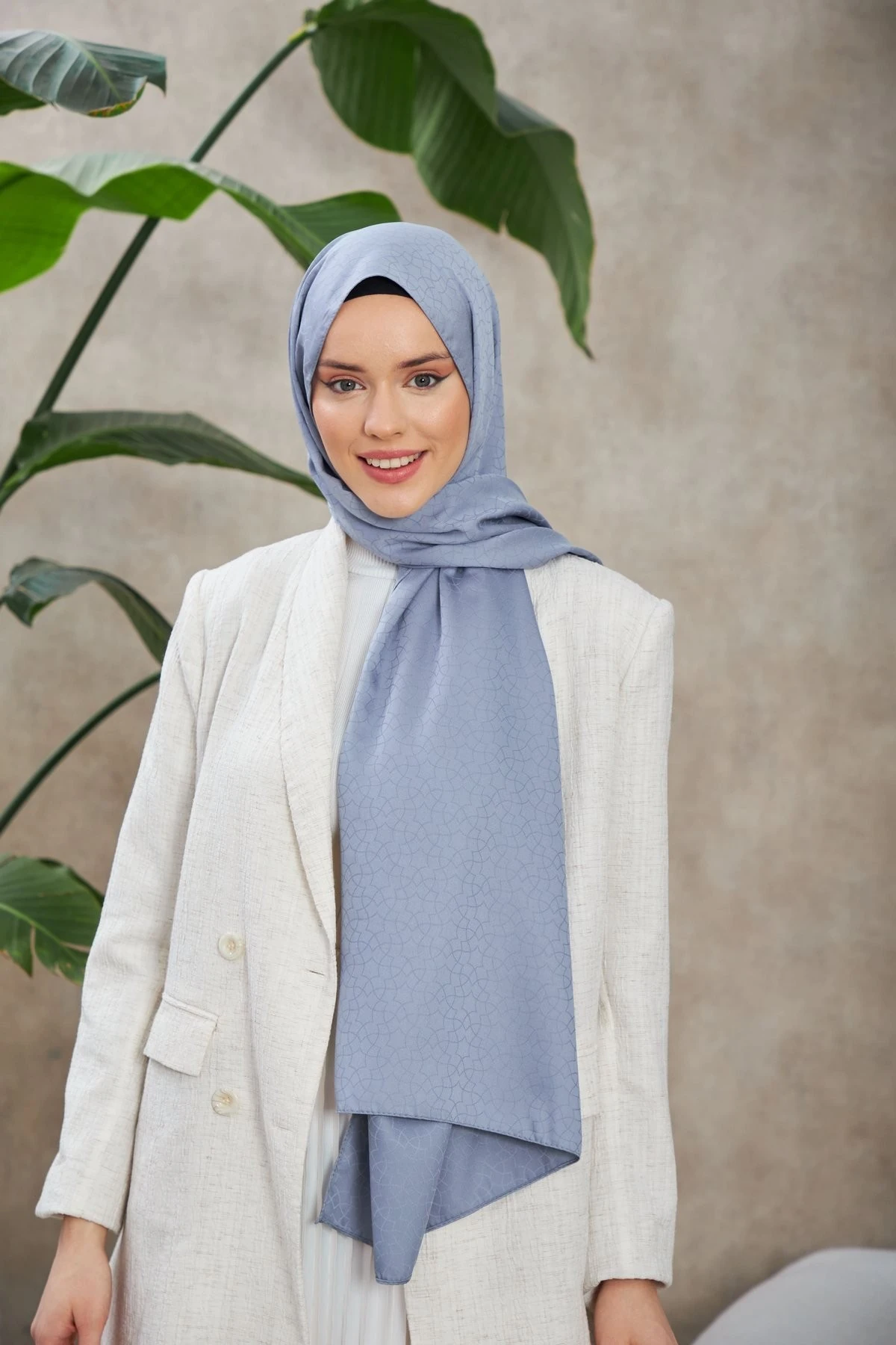 Alesa Desen İpeksi Jakar Şal Lavanta Gri 9003-24