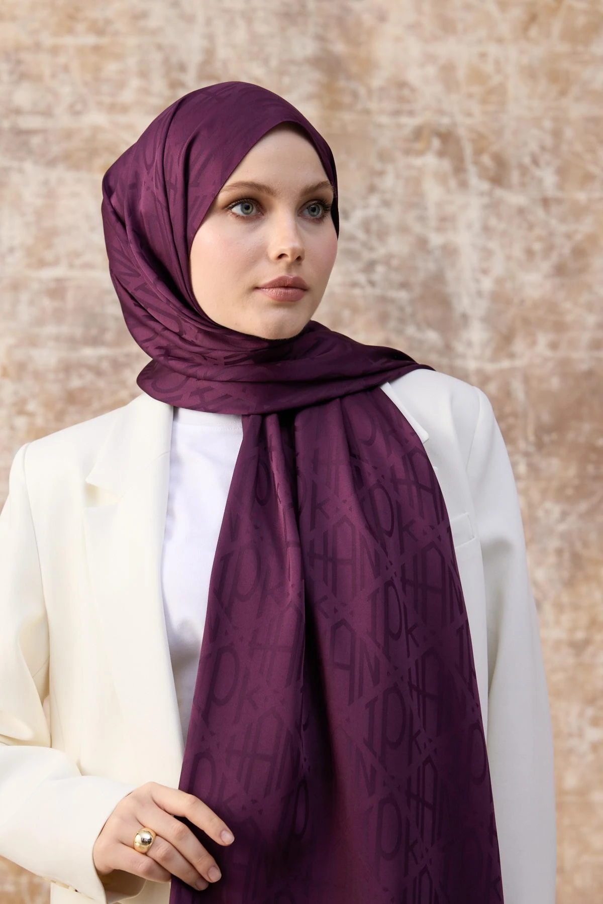 Fall Winter İpeksi Jakar Şal Mürdüm 9020-11