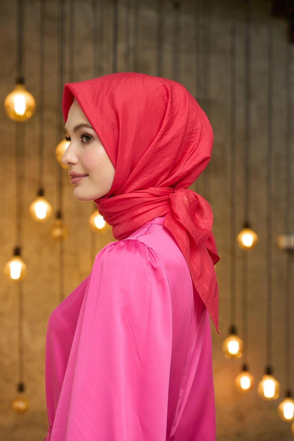 Düz Desen Vual Eşarp Mercan Vual İpek Eşarp - 10100-29