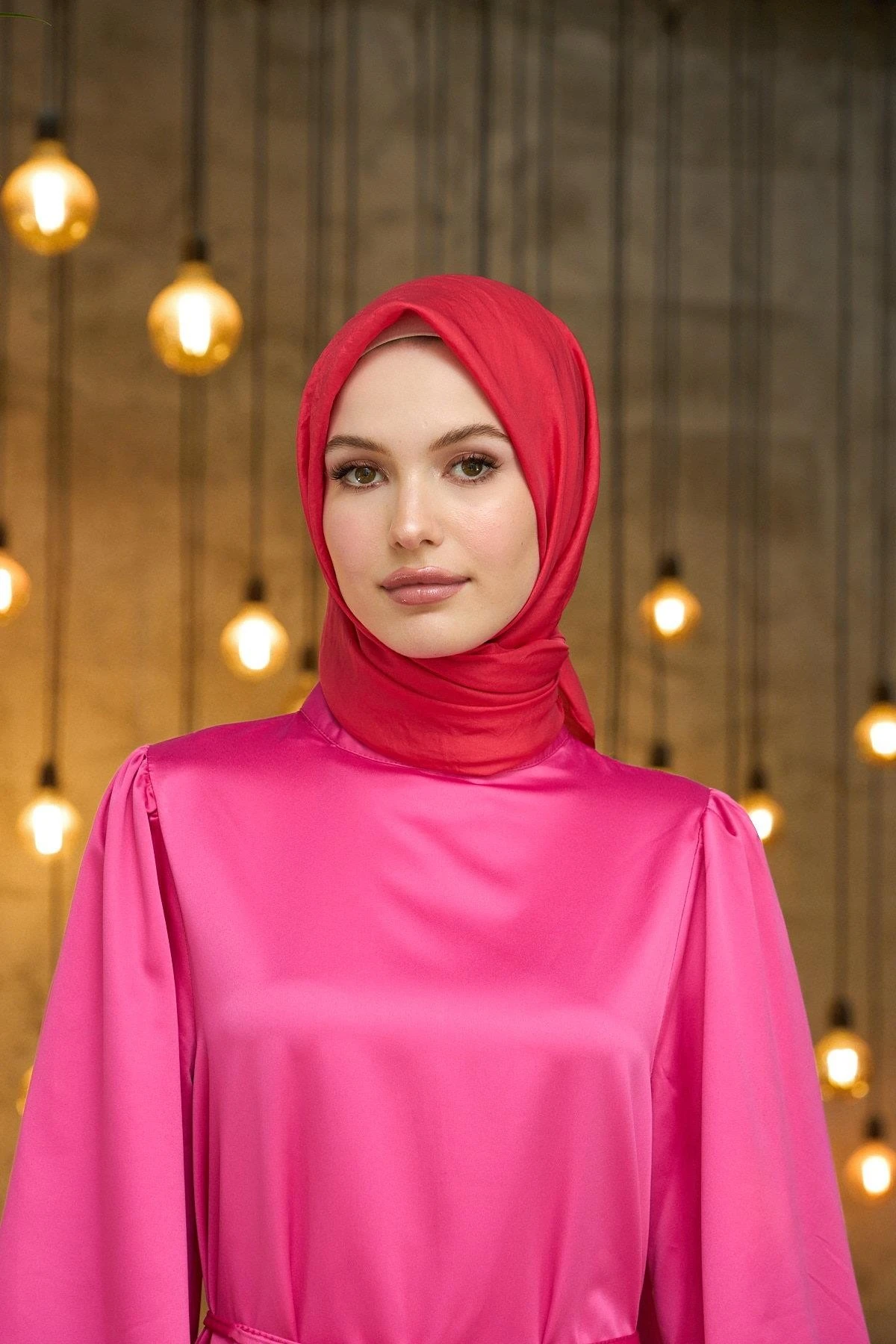 Düz Desen Vual Eşarp Mercan Vual İpek Eşarp - 10100-29