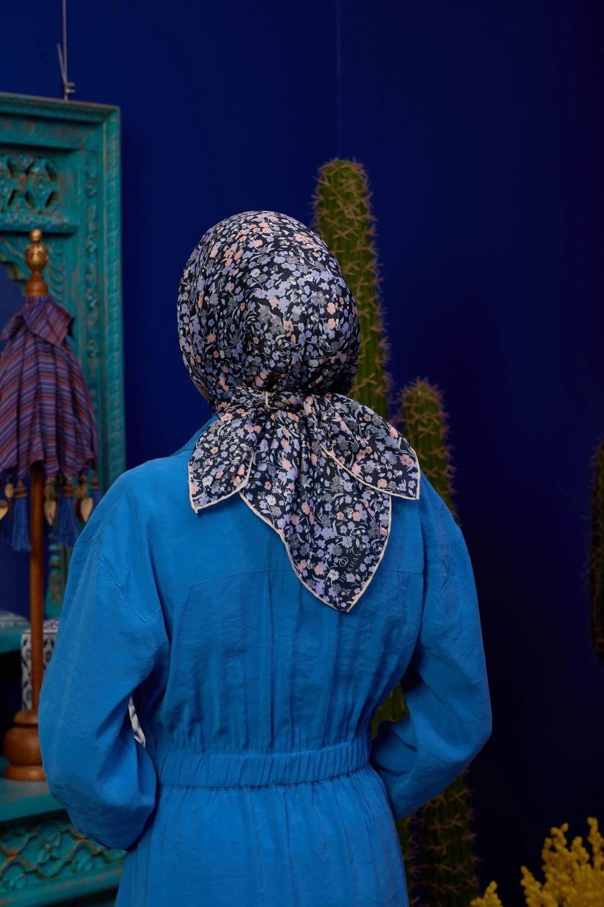 Marrakech Koleksiyon Soft Eşarp Siyah Lavanta 1193-12