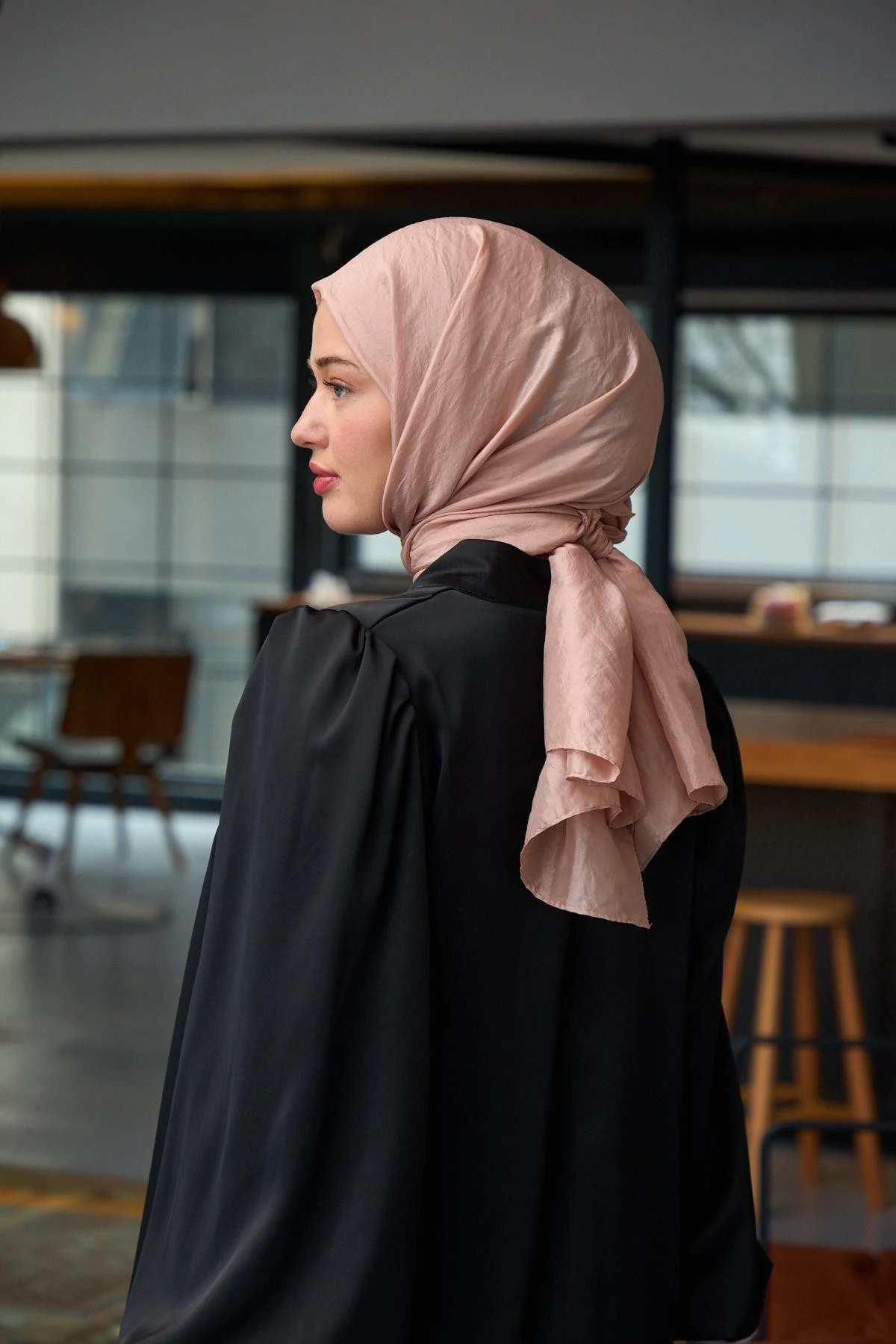 Düz Desen Vual Şal Orta Pembe Vual İpek Şal - 9800-48