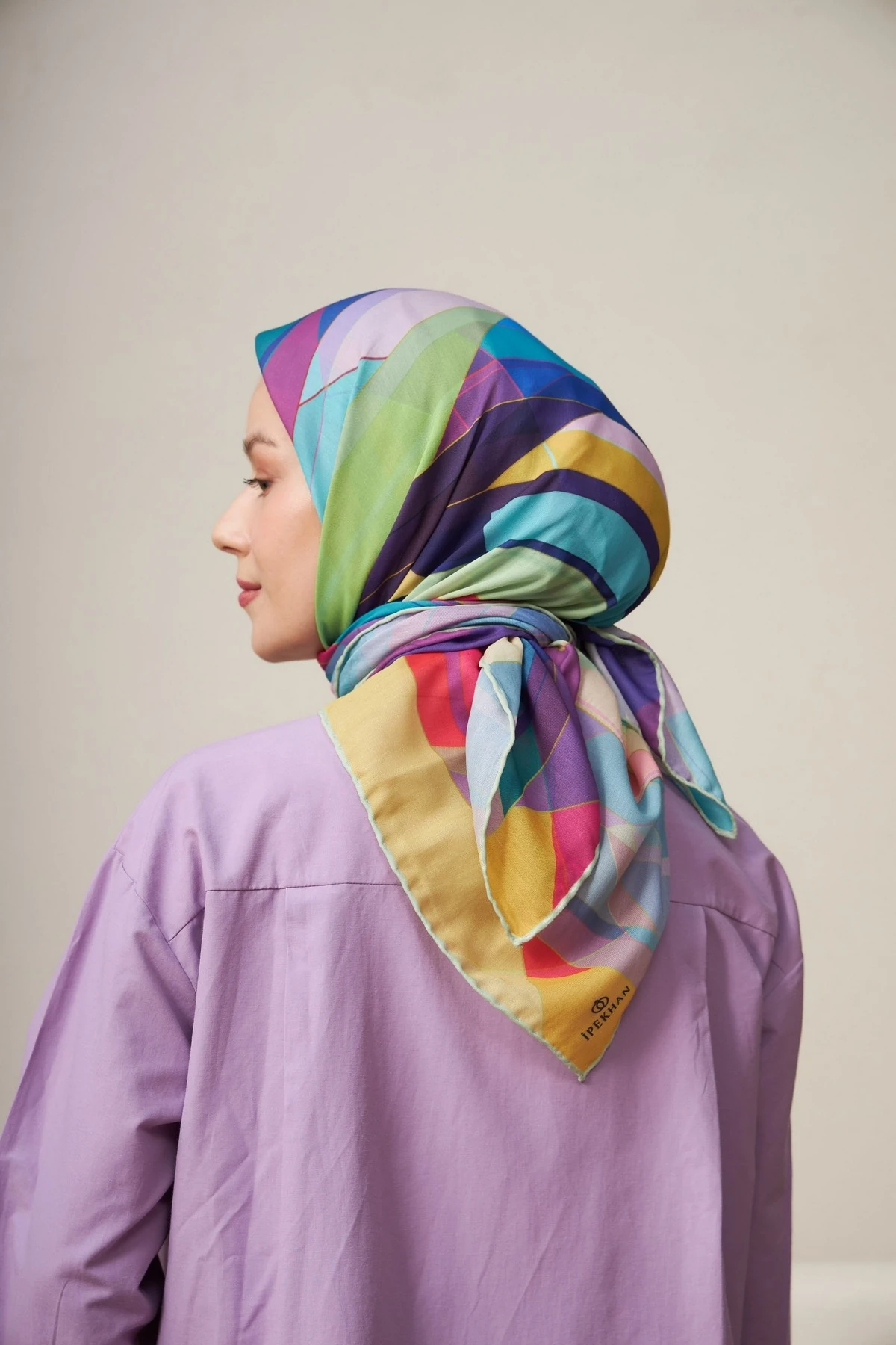 Geometrik Hardal Pamuk Viskon Eşarp