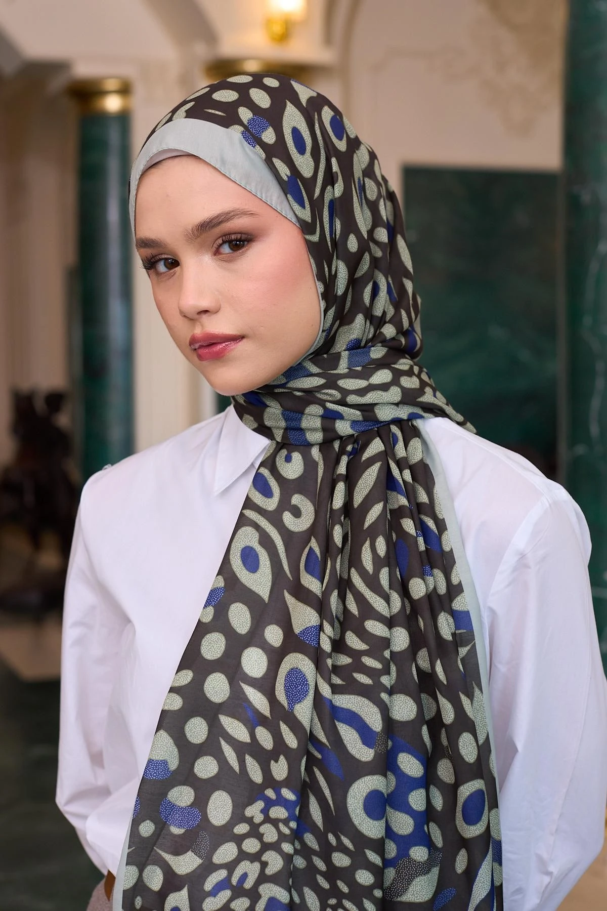 İpekhan Soft Şal Acı Kahve Mavi 3050-02