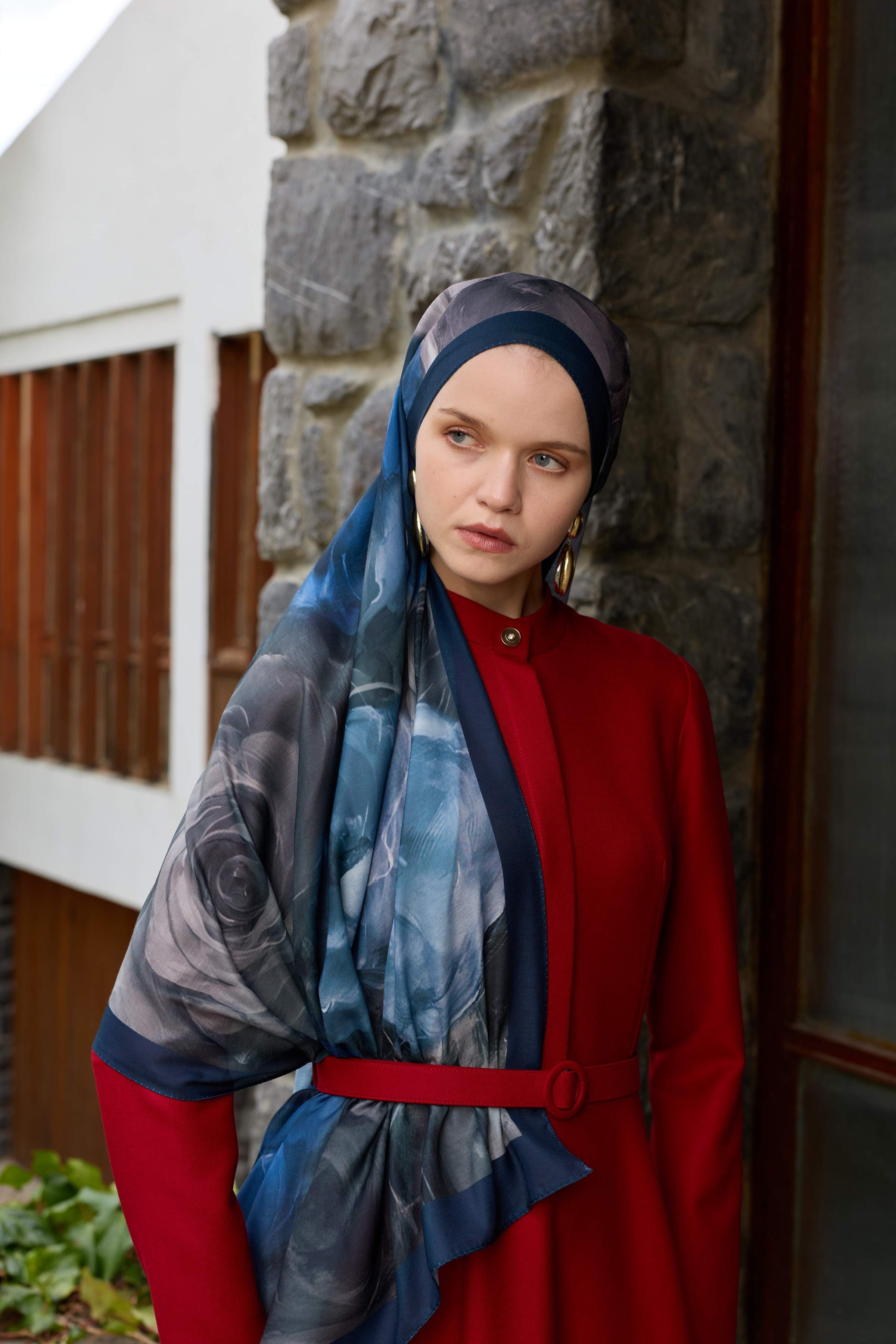 Winter Bloom Soft Şal 3068-10097 - Lacivert