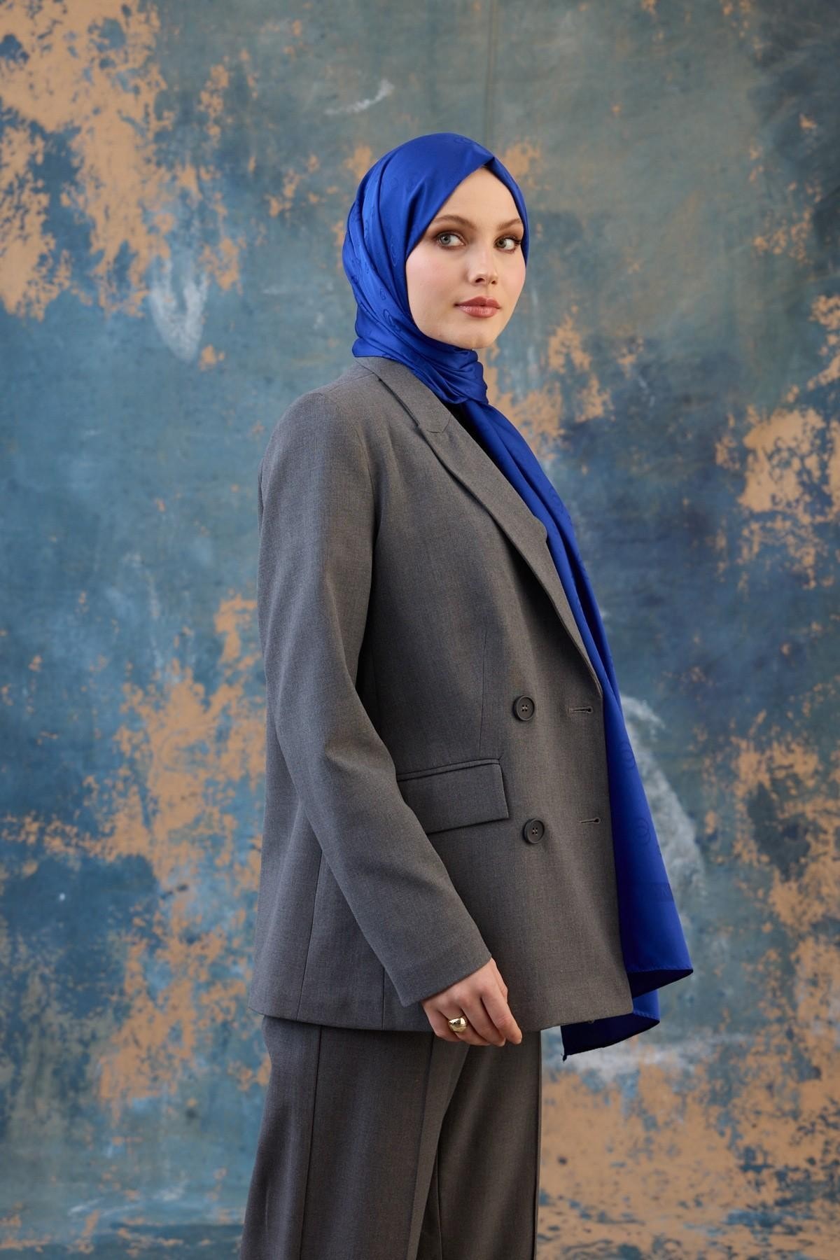 Fall Winter İpeksi Jakar Şal Saks 9018-13