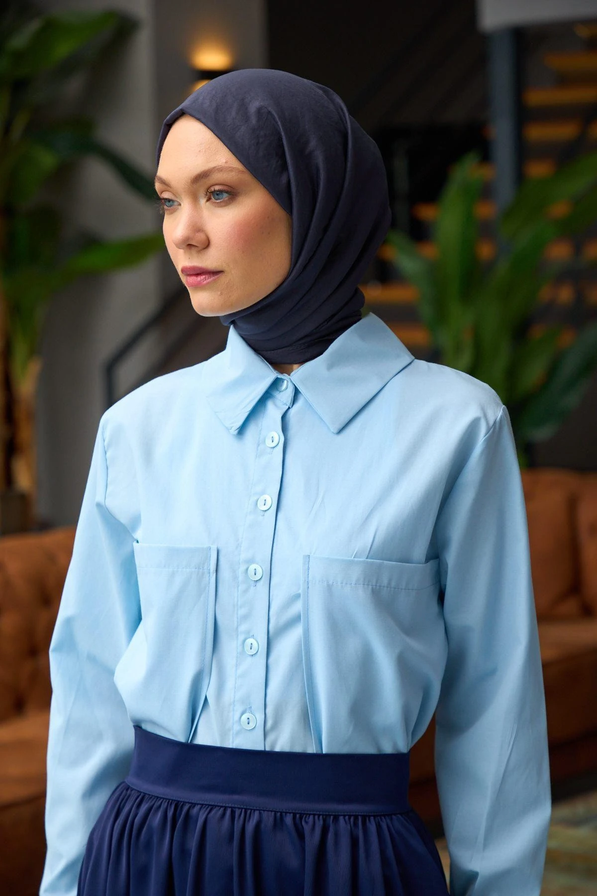 Düz Desen Vual Şal Gri Siyah Vual İpek Şal - 9800-46