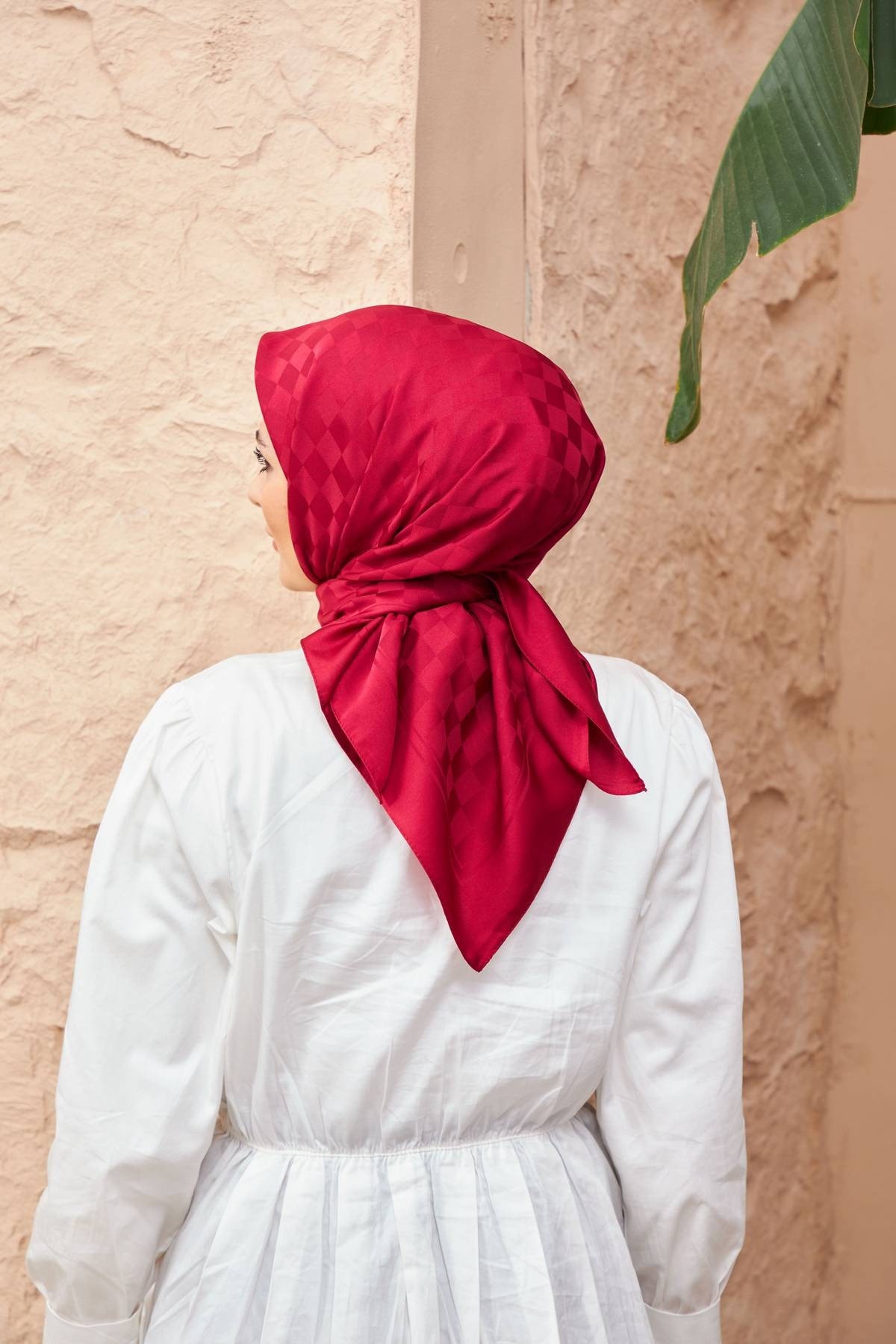 Dama Jakarlı Eşarp Bordo 9900-12