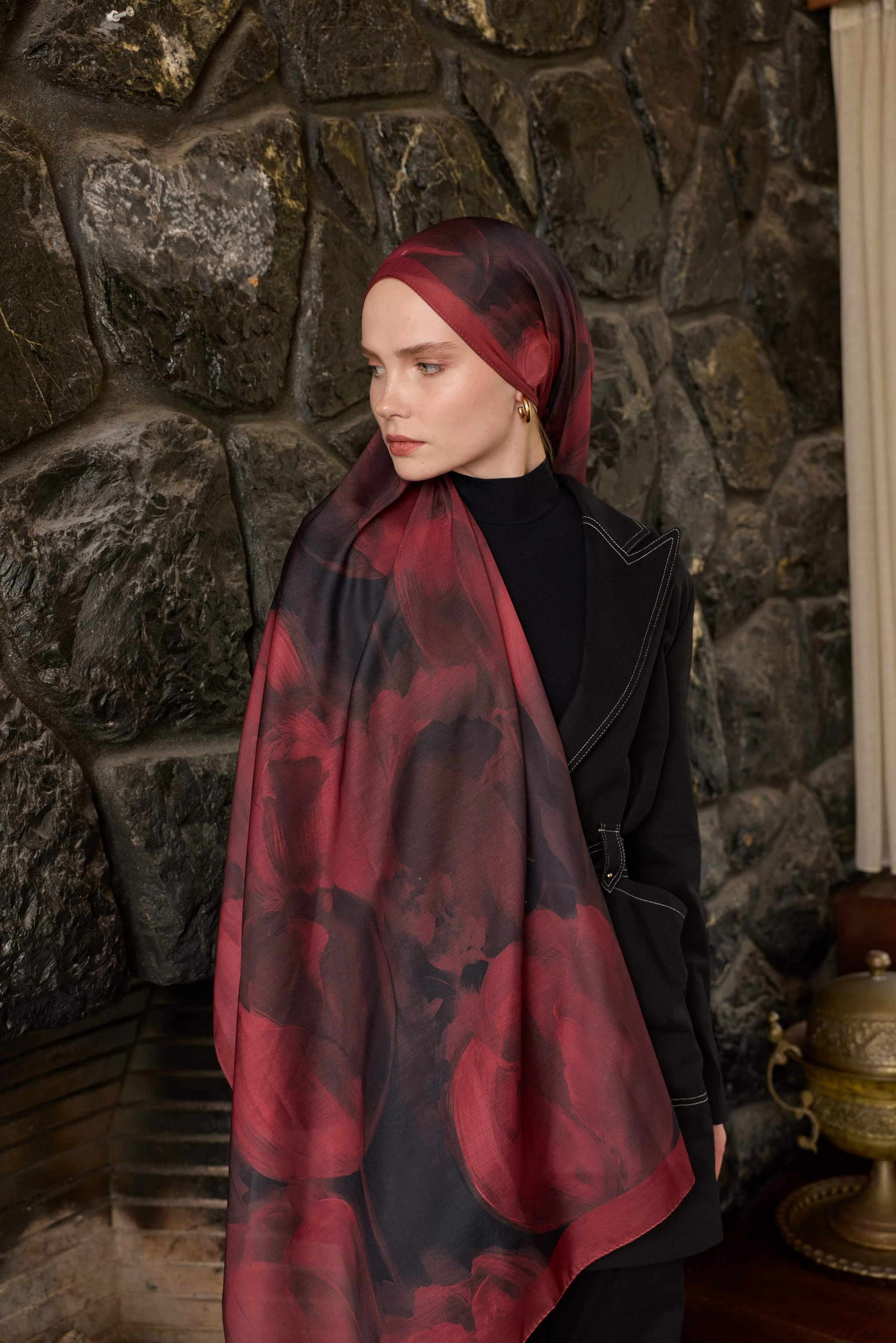 Winter Bloom Soft Şal 3067-10096 - Bordo