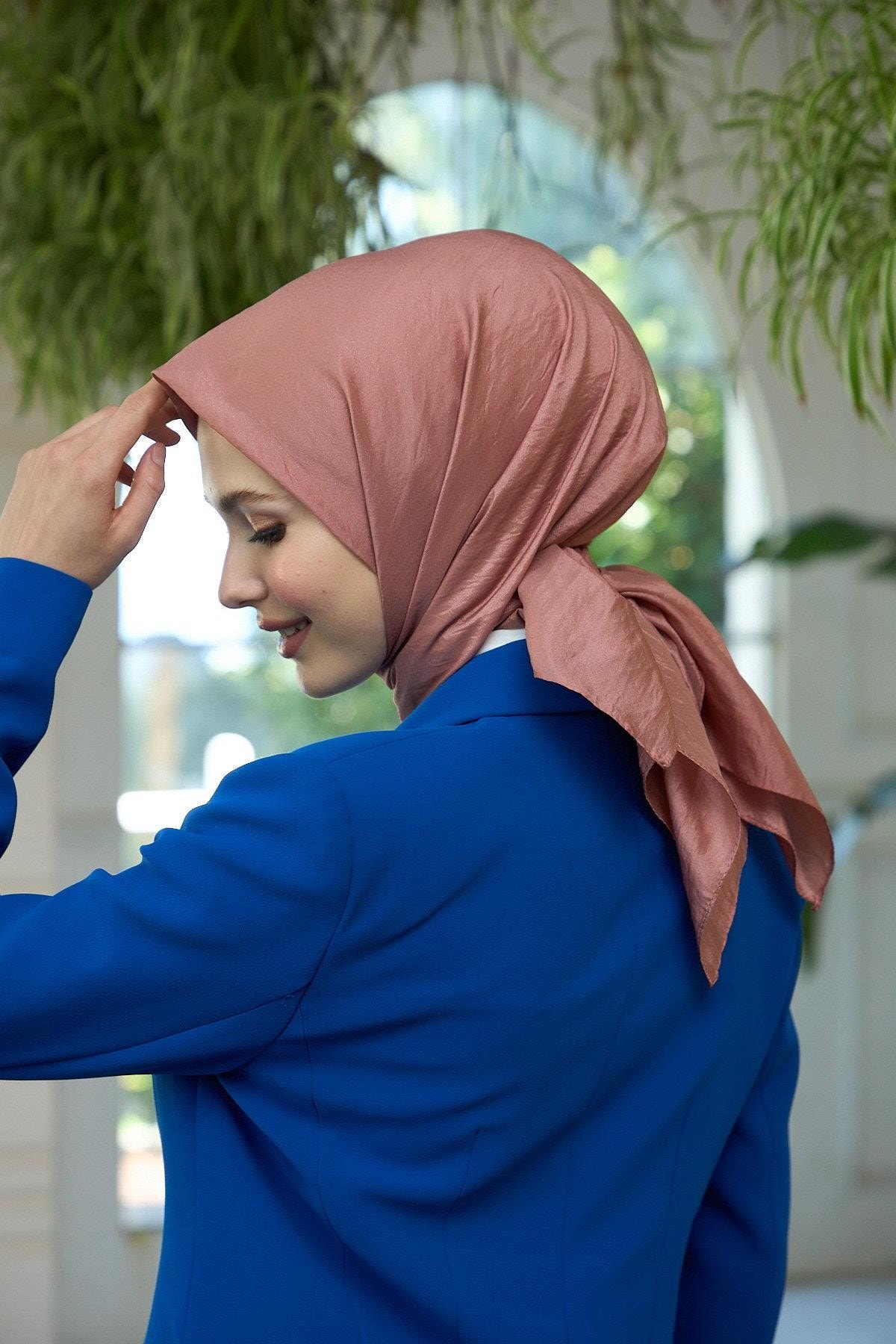 Düz Desen Vual Eşarp Açık Kahve Vual İpek Eşarp - 10100-10