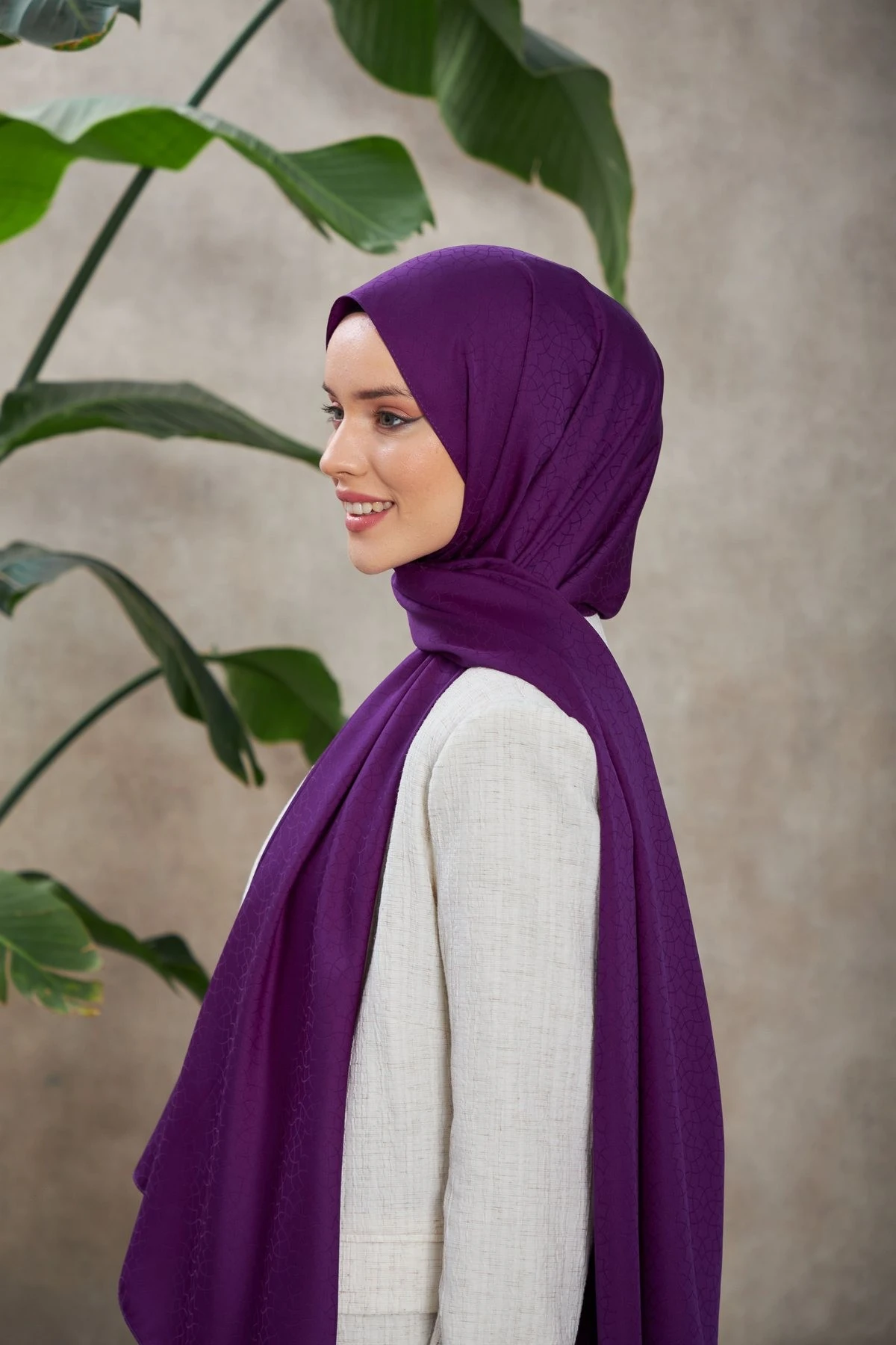 Alesa Desen İpeksi Jakar Şal Mürdüm 9003-16