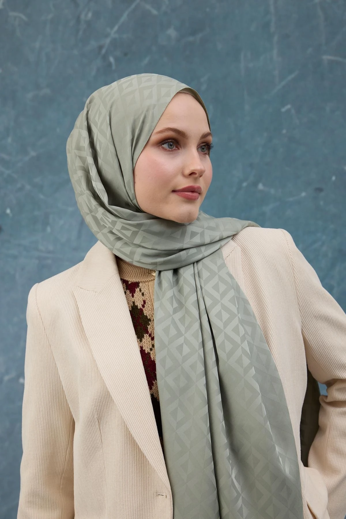 Fall Winter İpeksi Jakar Şal Çağla Yeşili 9019-20