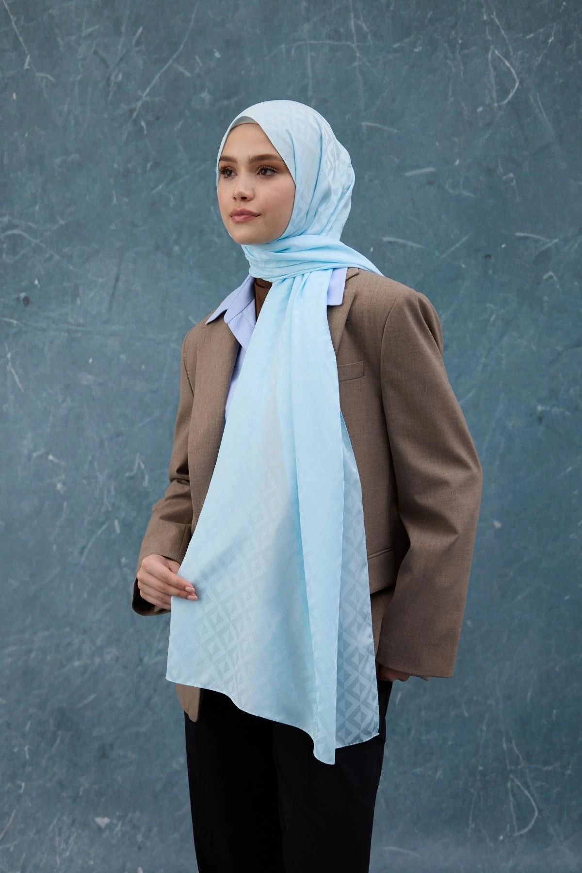 Fall Winter İpeksi Jakar Şal Bebe Mavi 9019-15