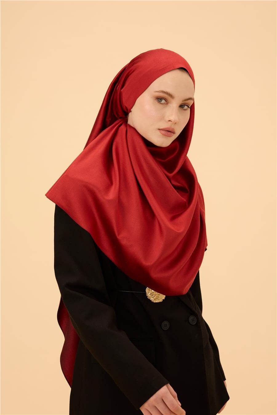 Osmanlı Kırmızı Düz Çift Taraflı İpek Şal Modeli