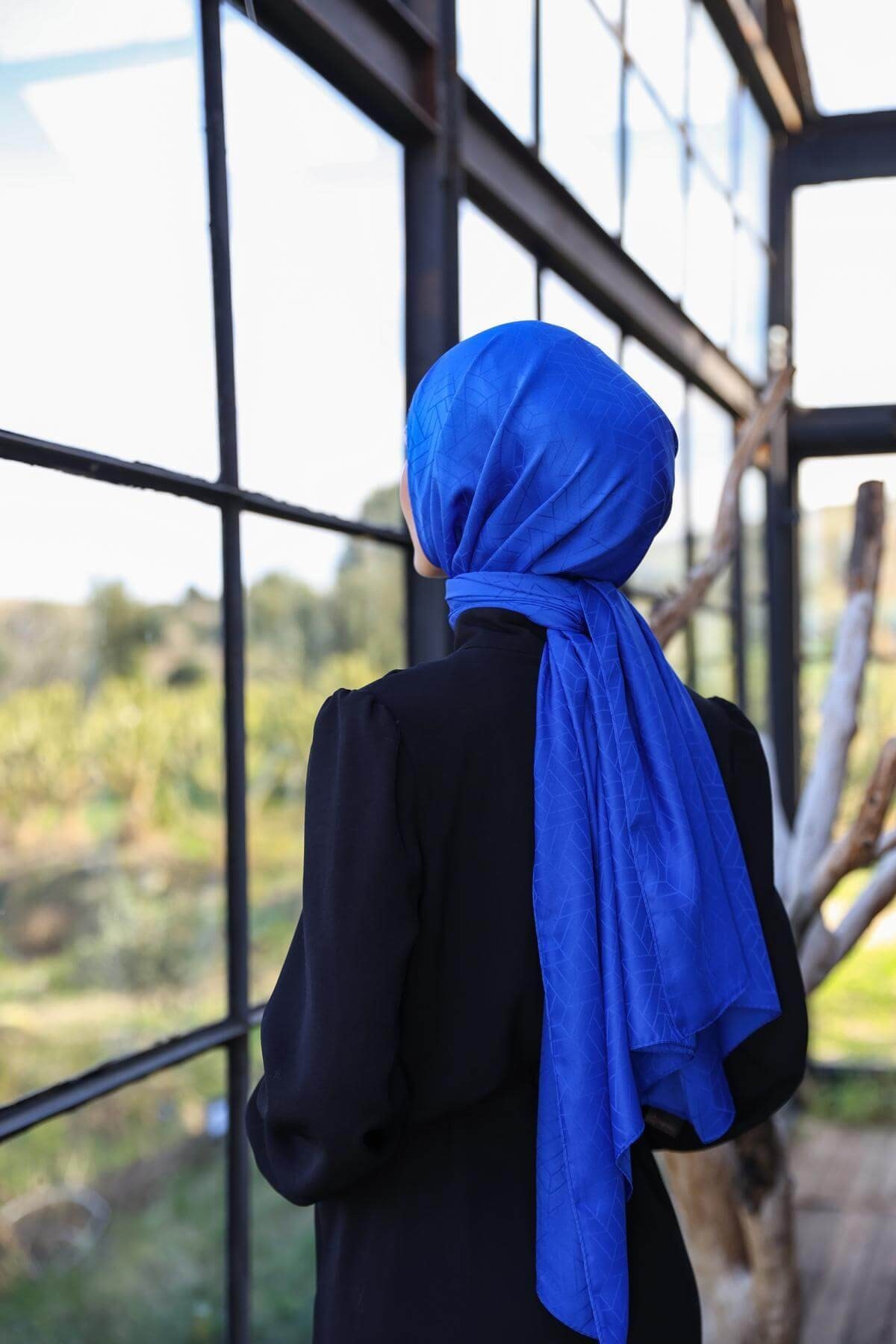 Exen Desen İpeksi Jakar Şal Parlament Mavi 9011-24