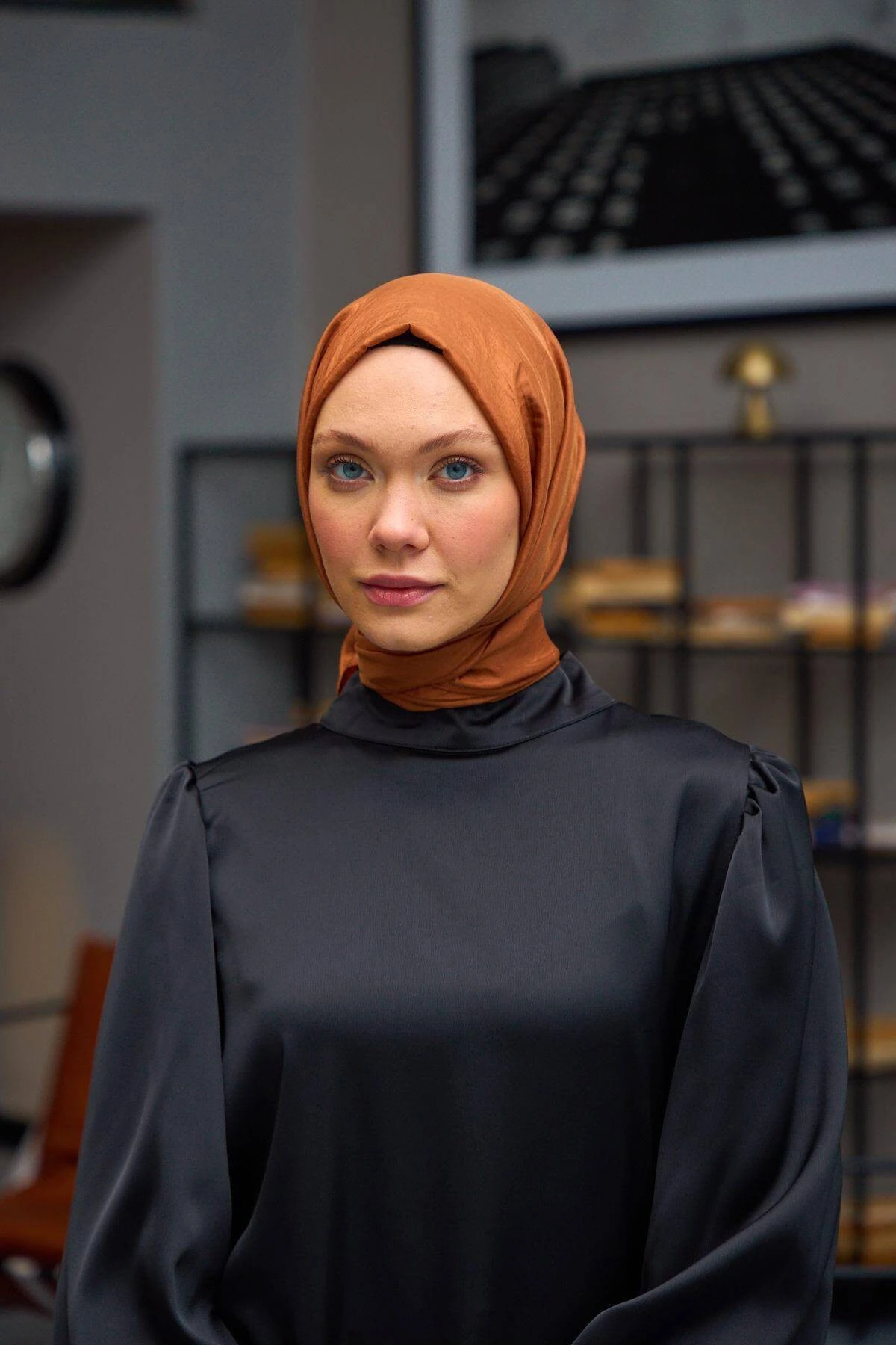 Düz Desen Vual Şal Kızıl Kum Vual İpek Şal - 9800-13