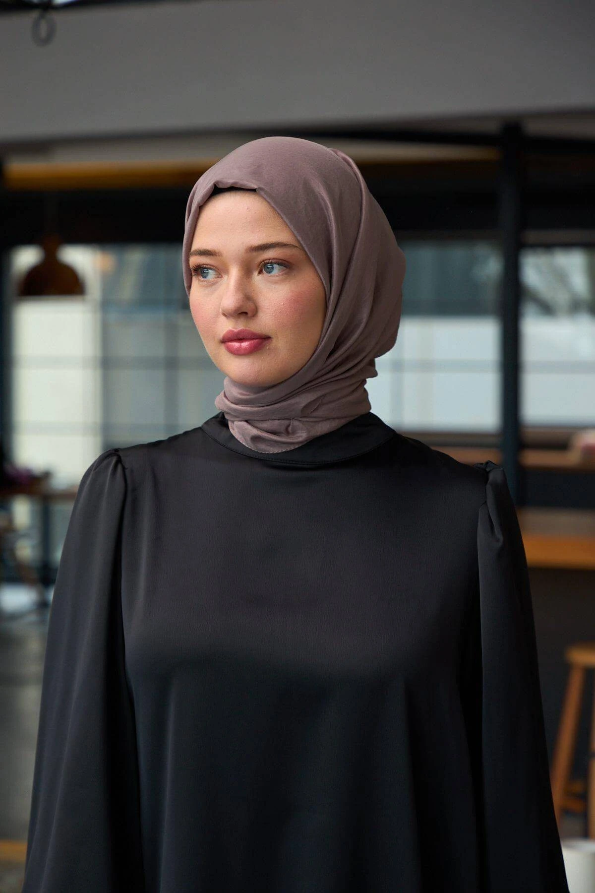 Düz Desen Vual Şal Vizon Vual İpek Şal - 9800-41