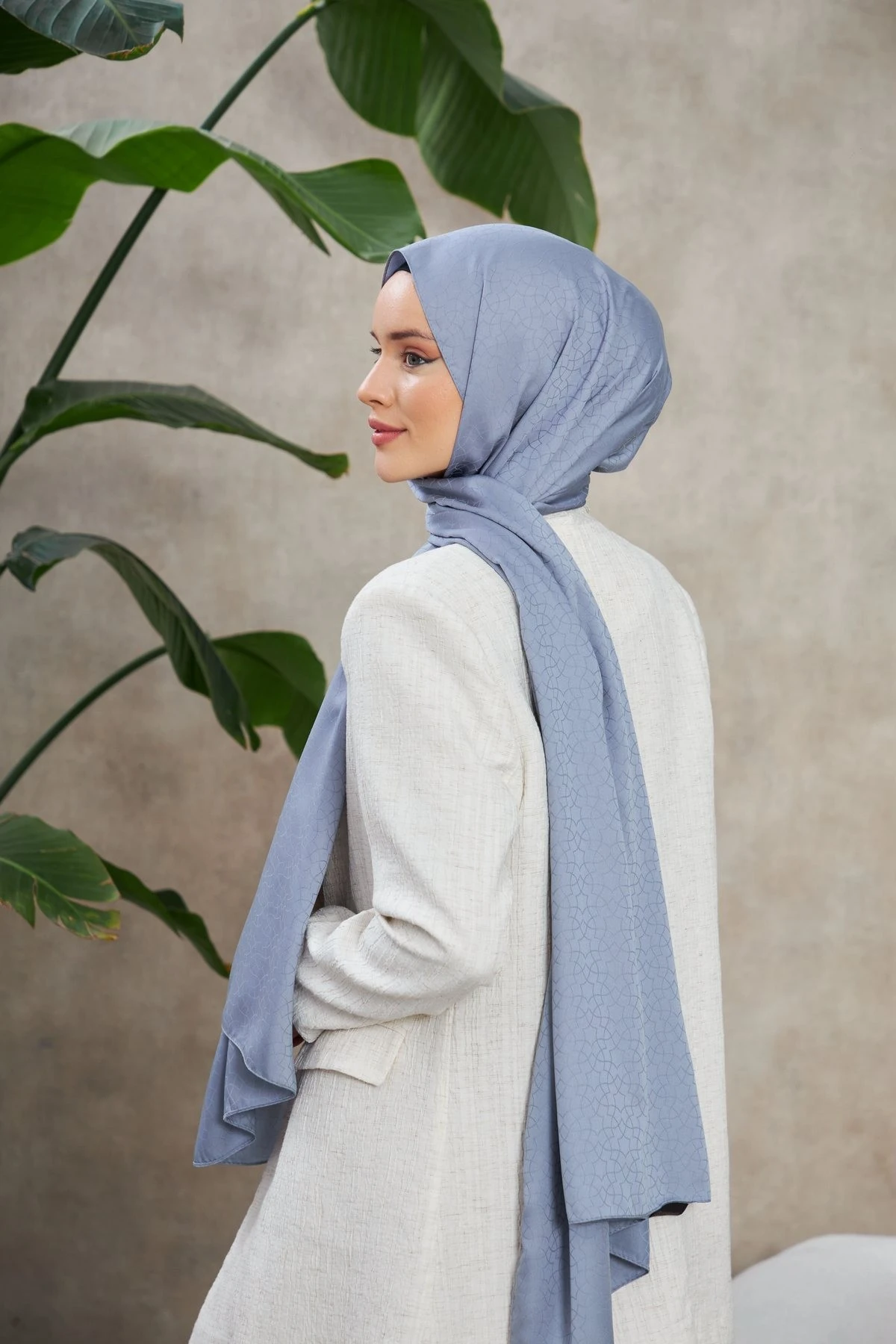 Alesa Desen İpeksi Jakar Şal Lavanta Gri 9003-24