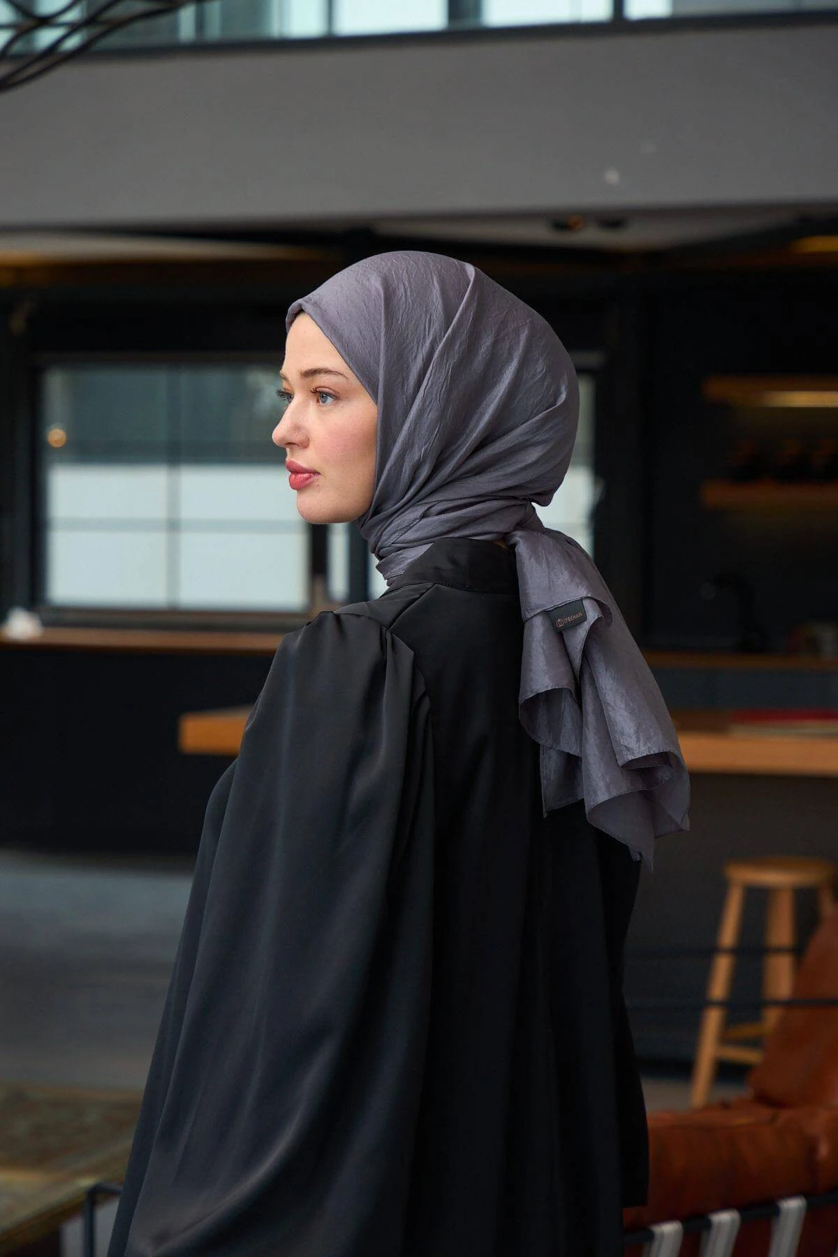 Düz Desen Vual Şal Gümüş Gri Vual İpek Şal - 9800-39