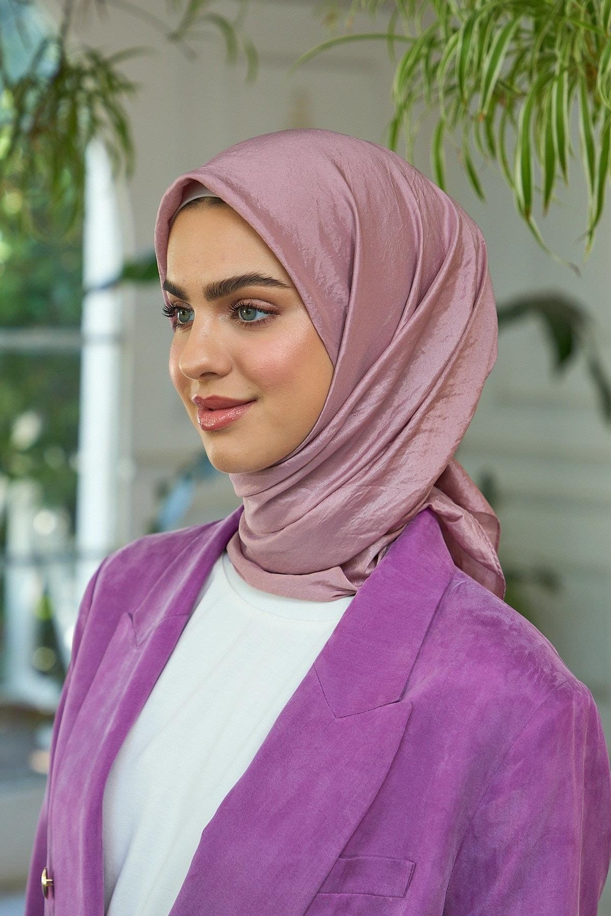 Düz Desen Vual Eşarp Gül Kurusu Vual İpek Eşarp - 10100-04