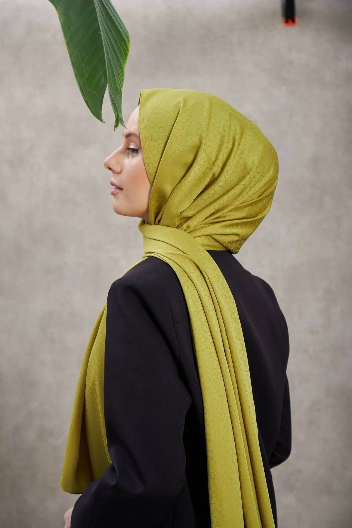 Alesa Desen İpeksi Jakar Şal Yağ Yeşili 9003-05