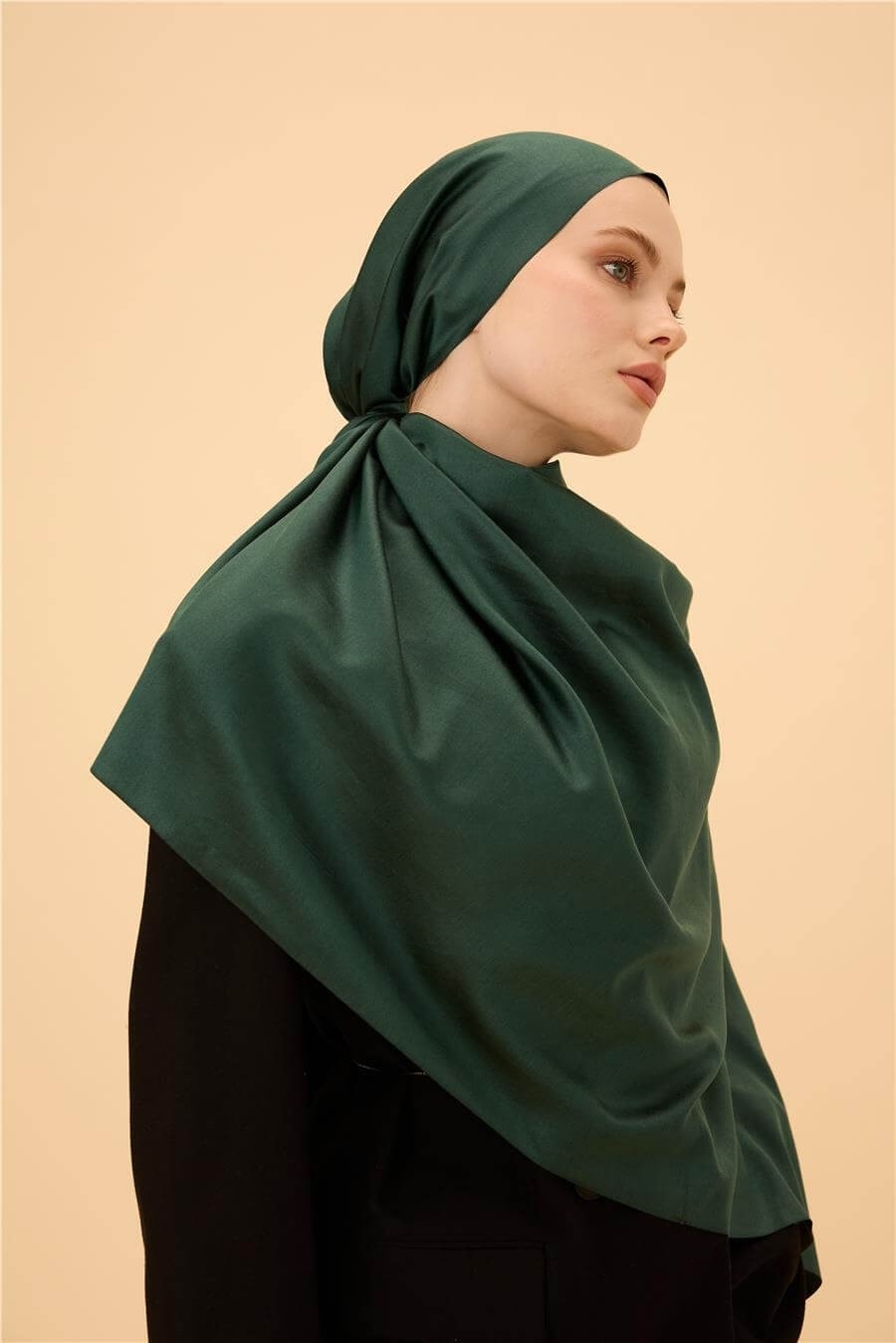 Osmanlı Yeşili Düz Çift Taraflı İpek Şal Modeli