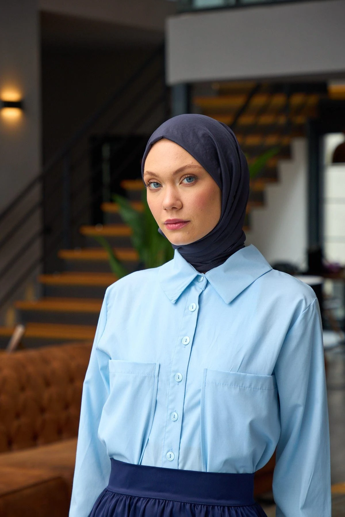 Düz Desen Vual Şal Gri Siyah Vual İpek Şal - 9800-46