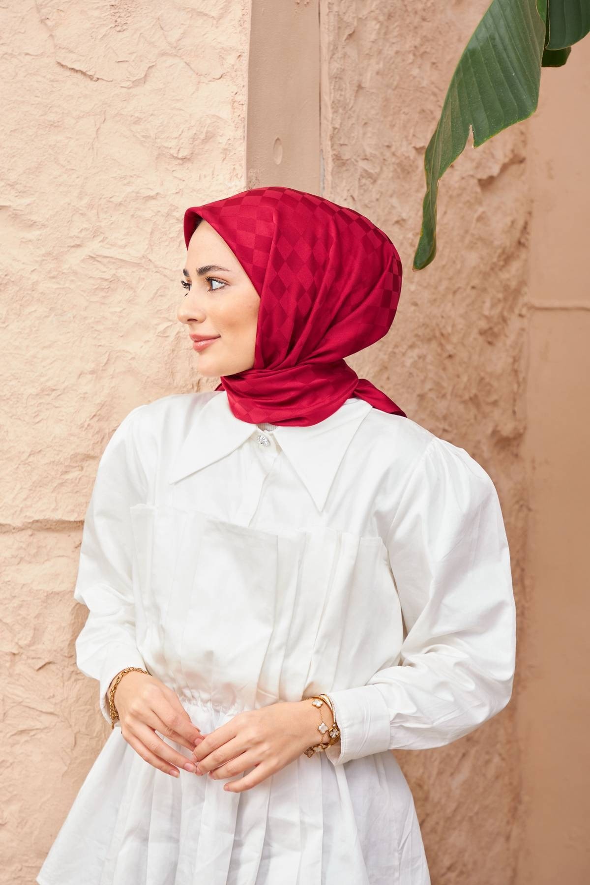 Dama Jakarlı Eşarp Bordo 9900-12