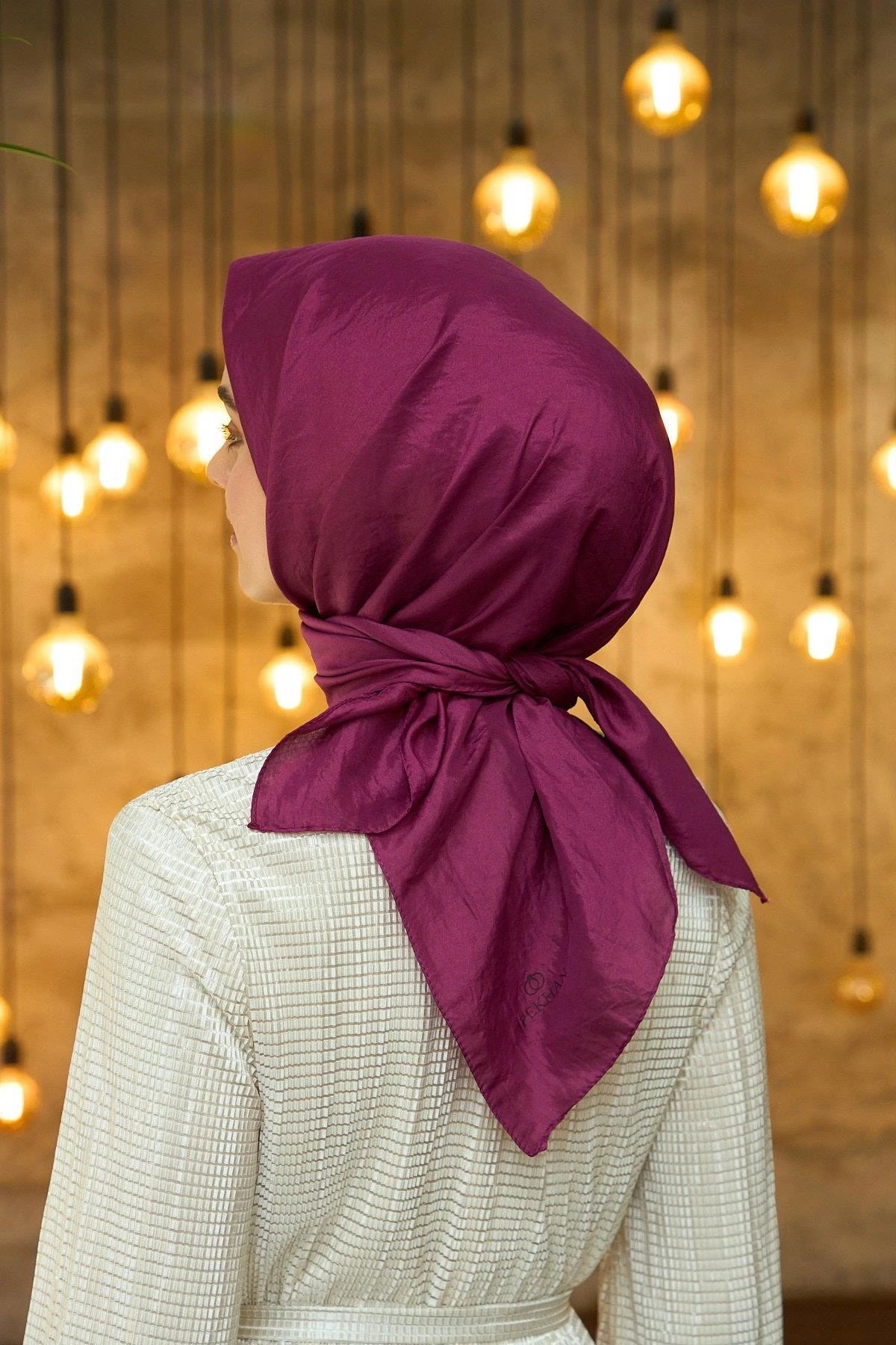 Düz Desen Vual Eşarp Patlıcan Mor Vual İpek Eşarp - 10100-36