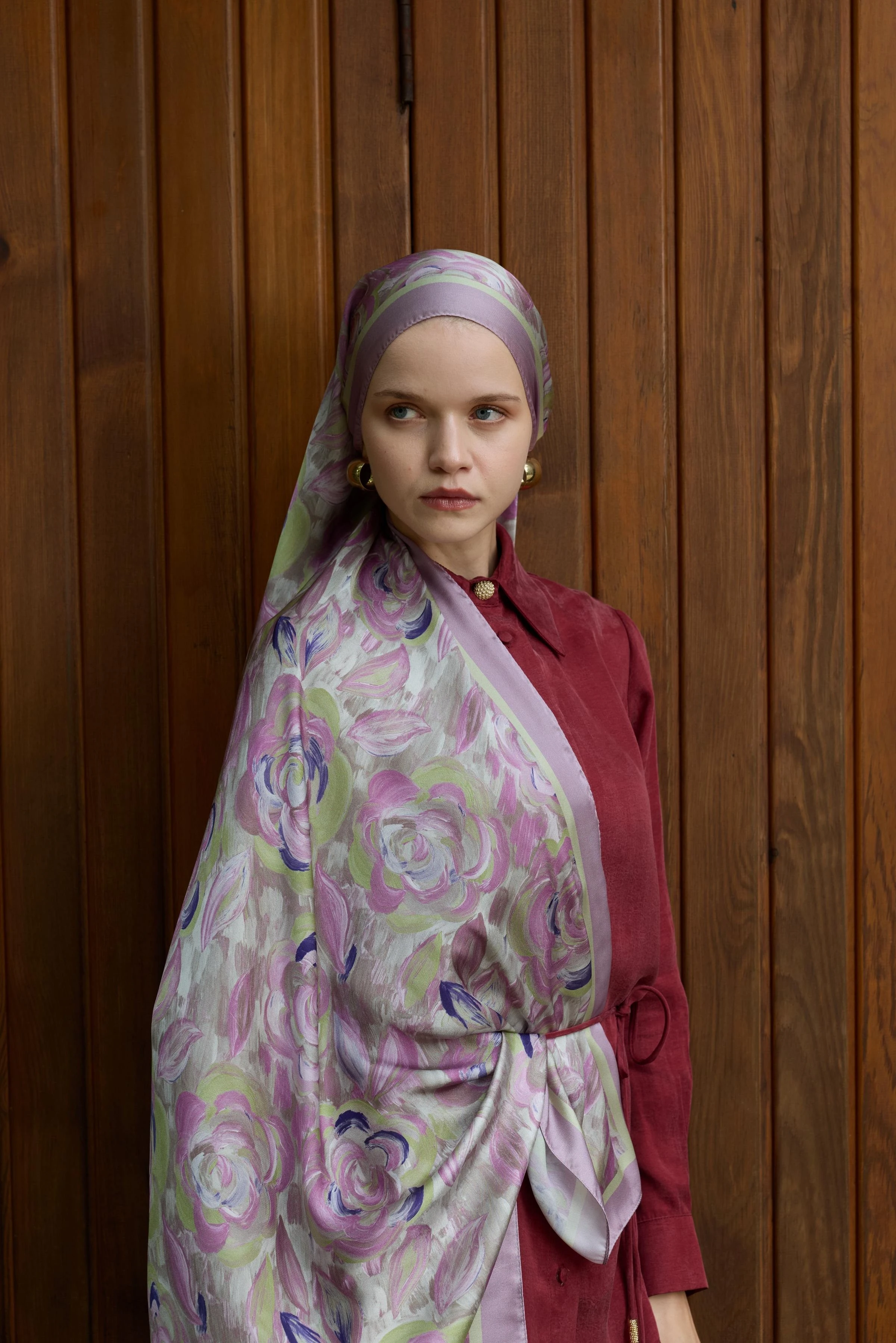 Winter Bloom Hint İpek Şal 5014 - Pembe