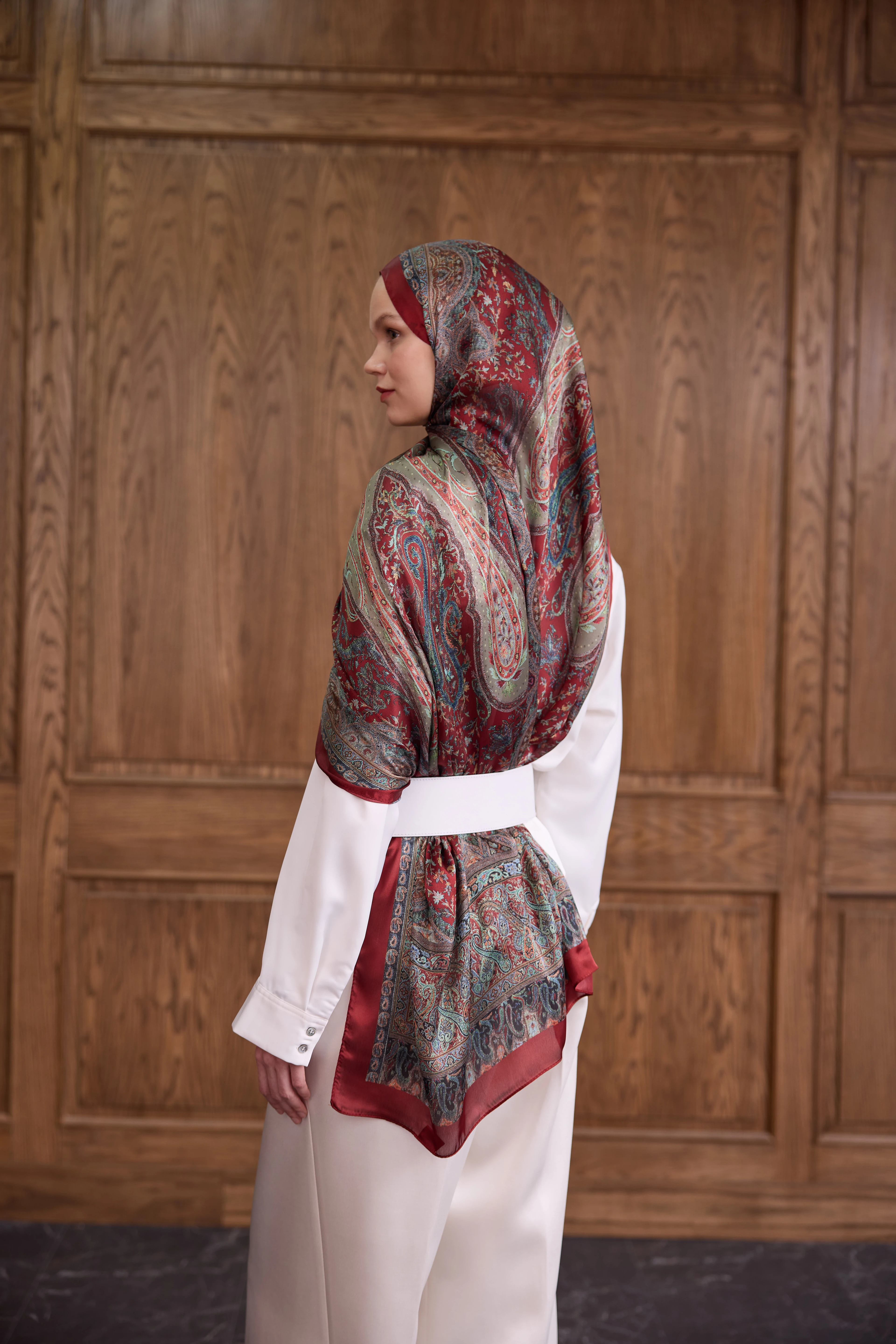 Bordo Hint Vual Şal - 5002-02