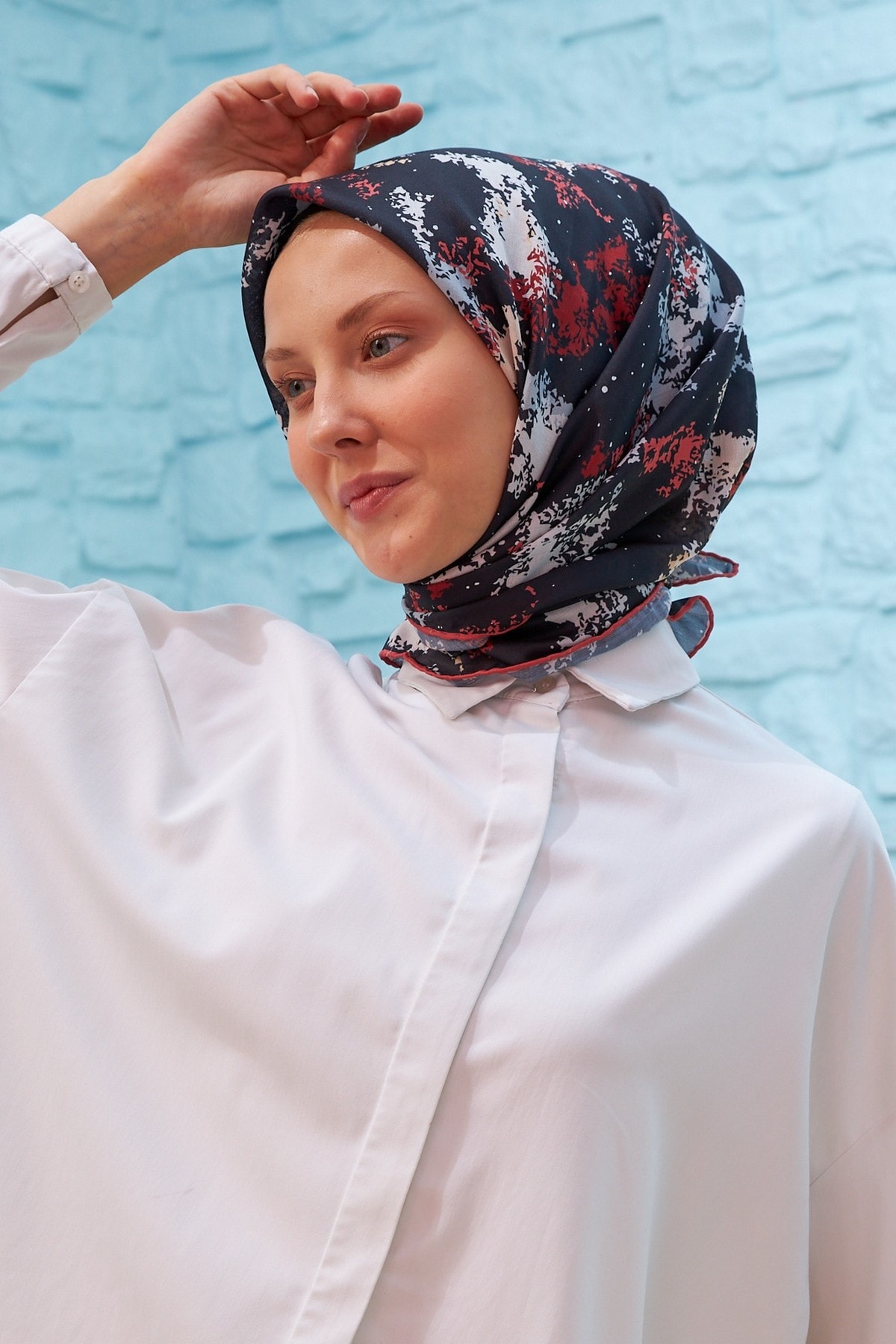 Ebru Siyah Pamuk Viskon Eşarp