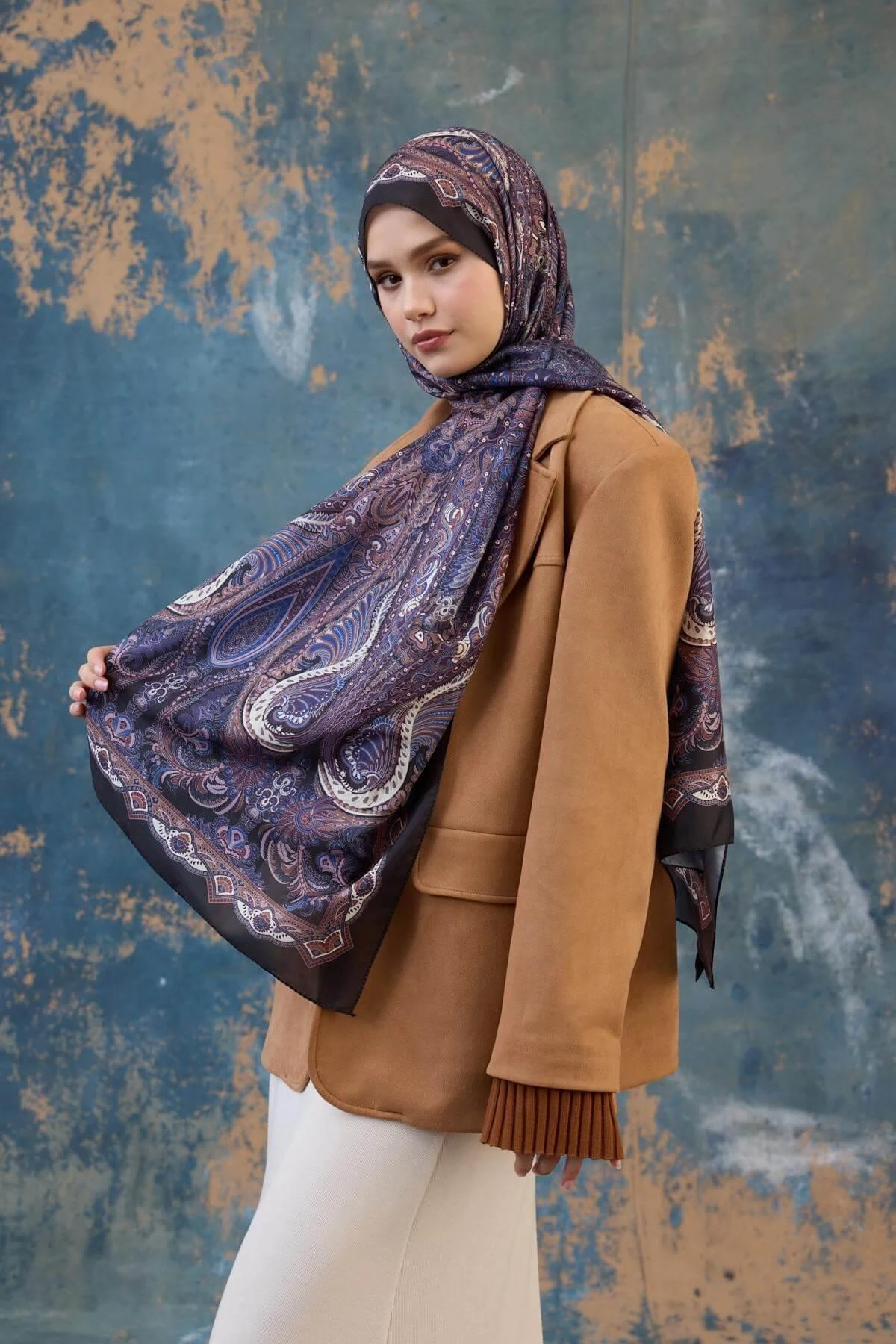 Şal Desen Vual Şal Mor Vual İpek Şal - 9801-03