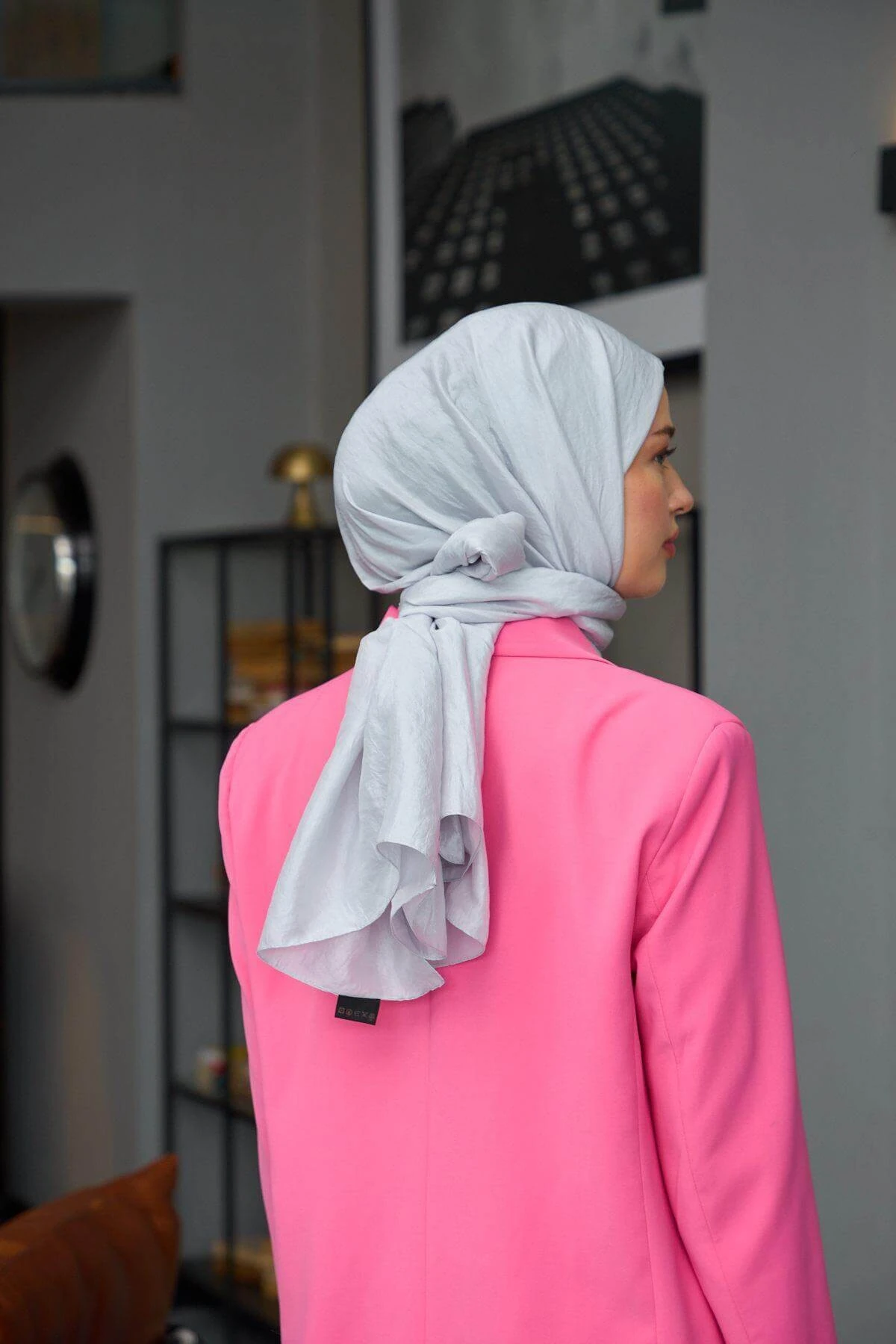 Düz Desen Vual Şal Gri Vual İpek Şal - 9800-23