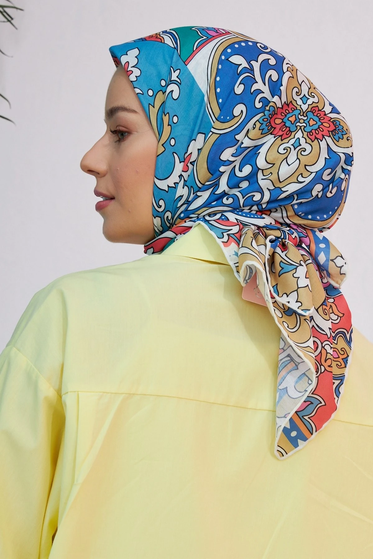 Mozaik Saman Sarısı Pamuk Viskon Eşarp