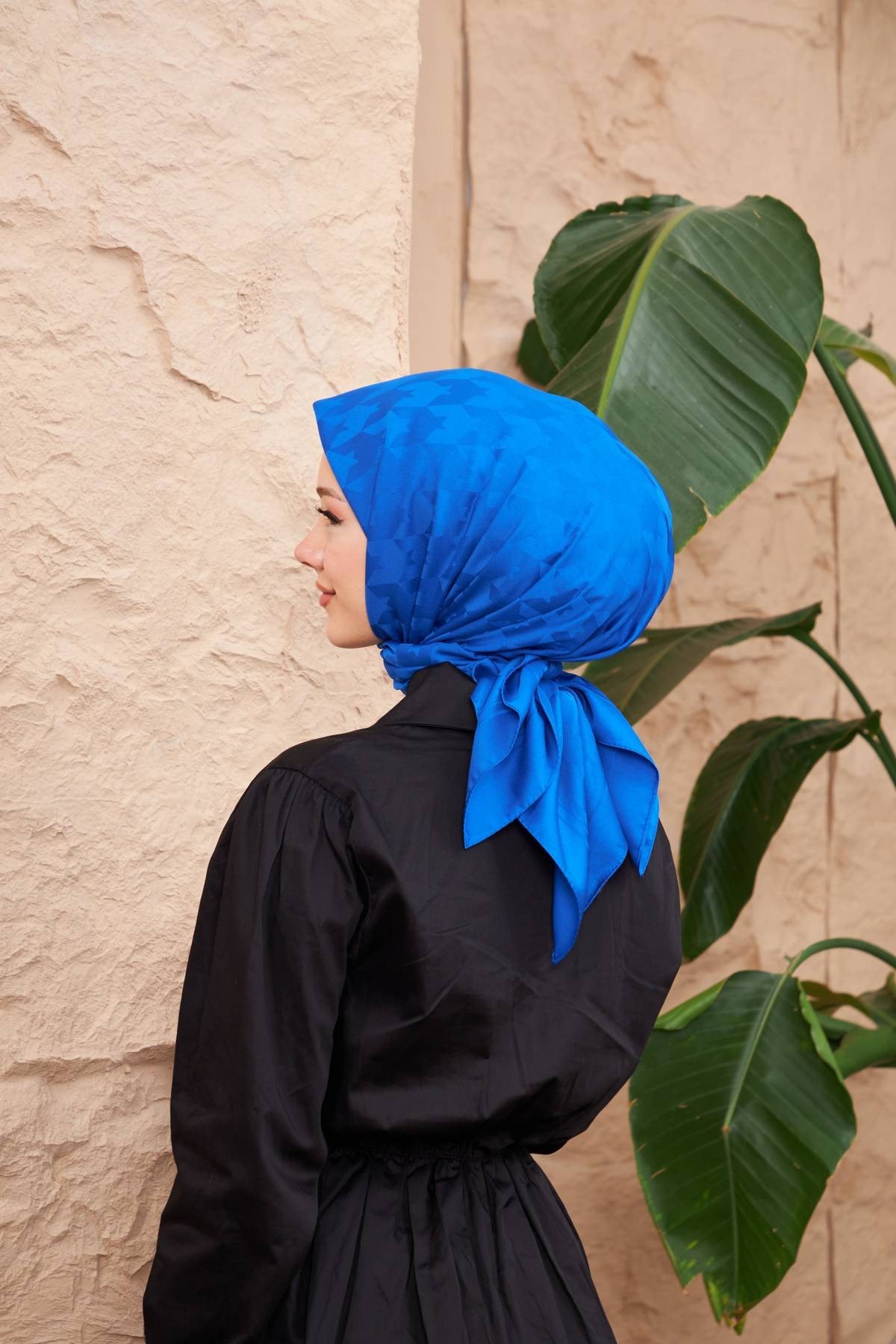 Kazayağı Jakarlı Eşarp Saks Mavi 9901-19